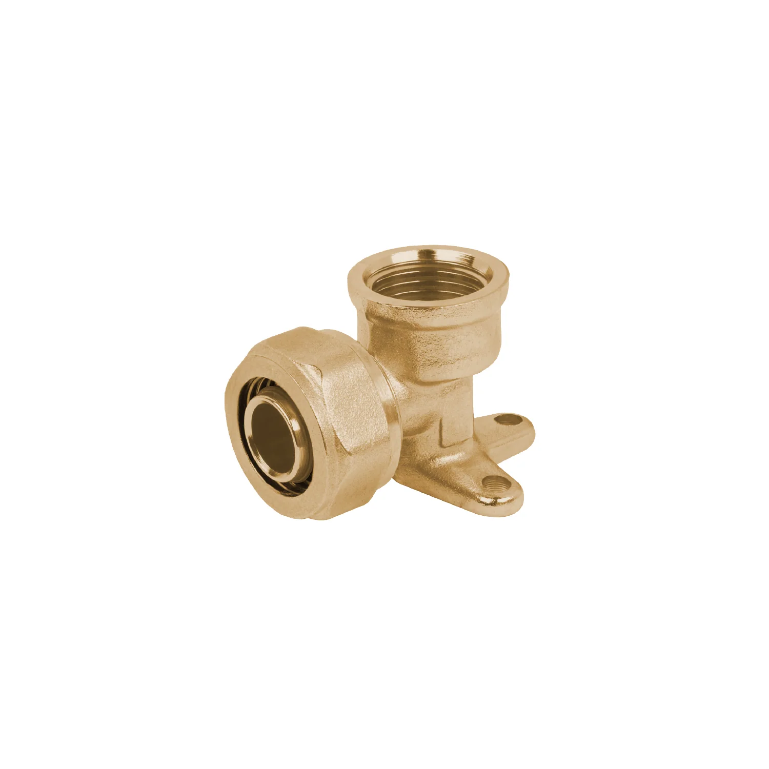 Codo De Compresión De Oreja 90° 1/2" NPT X 3/8" (16 Mm) En Latón. Soporte Fijo Para Agua Y Gas. - Image 2