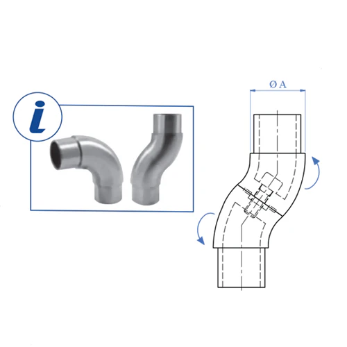 Codo Rotativo Para Usar En Escaleras En Forma De "L" Con Tubo De 1 1/2"Mm. - Image 2