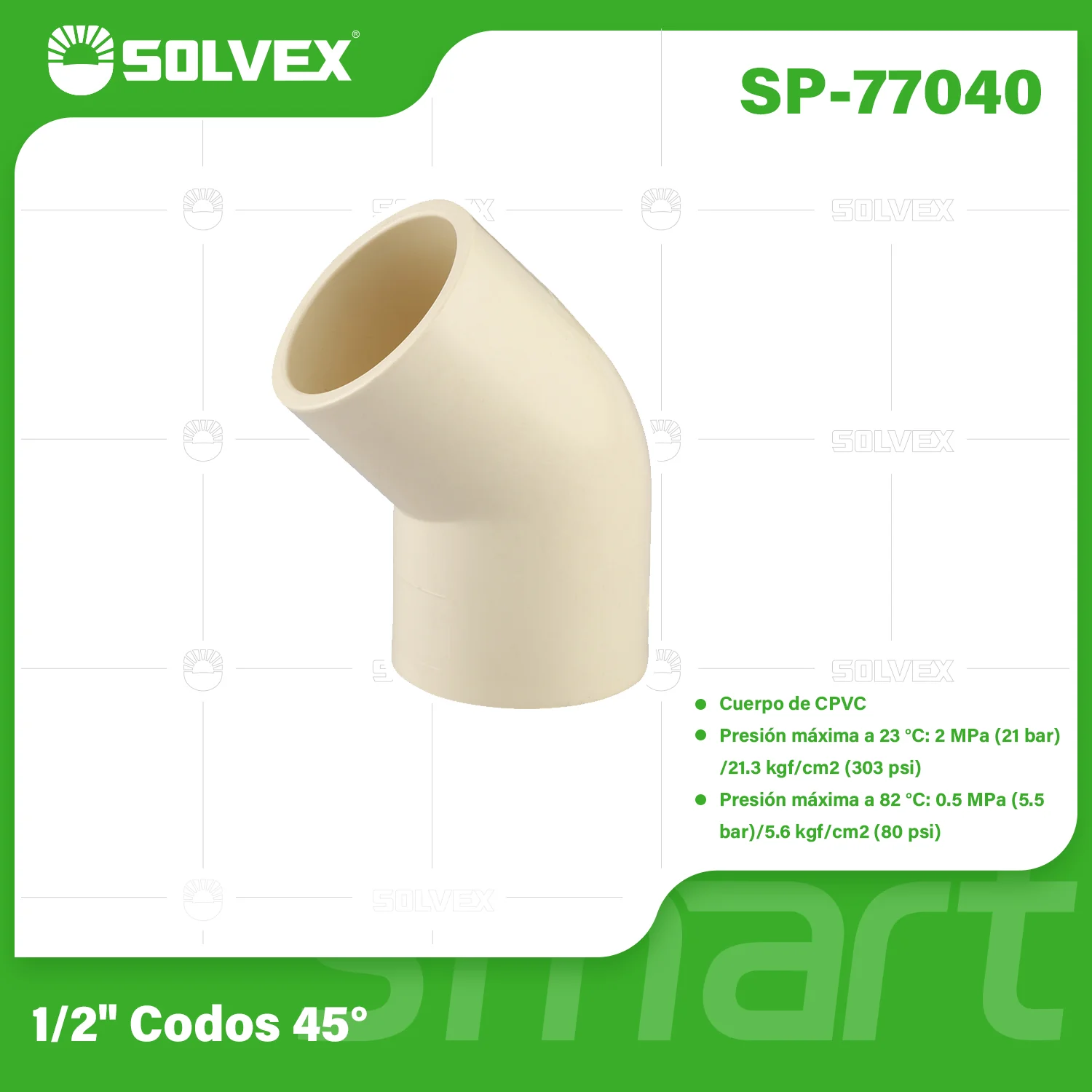 Codos CPVC 45°. Conexiones En Ángulo Para Agua Caliente Y Fría. Termofusión. - Image 2