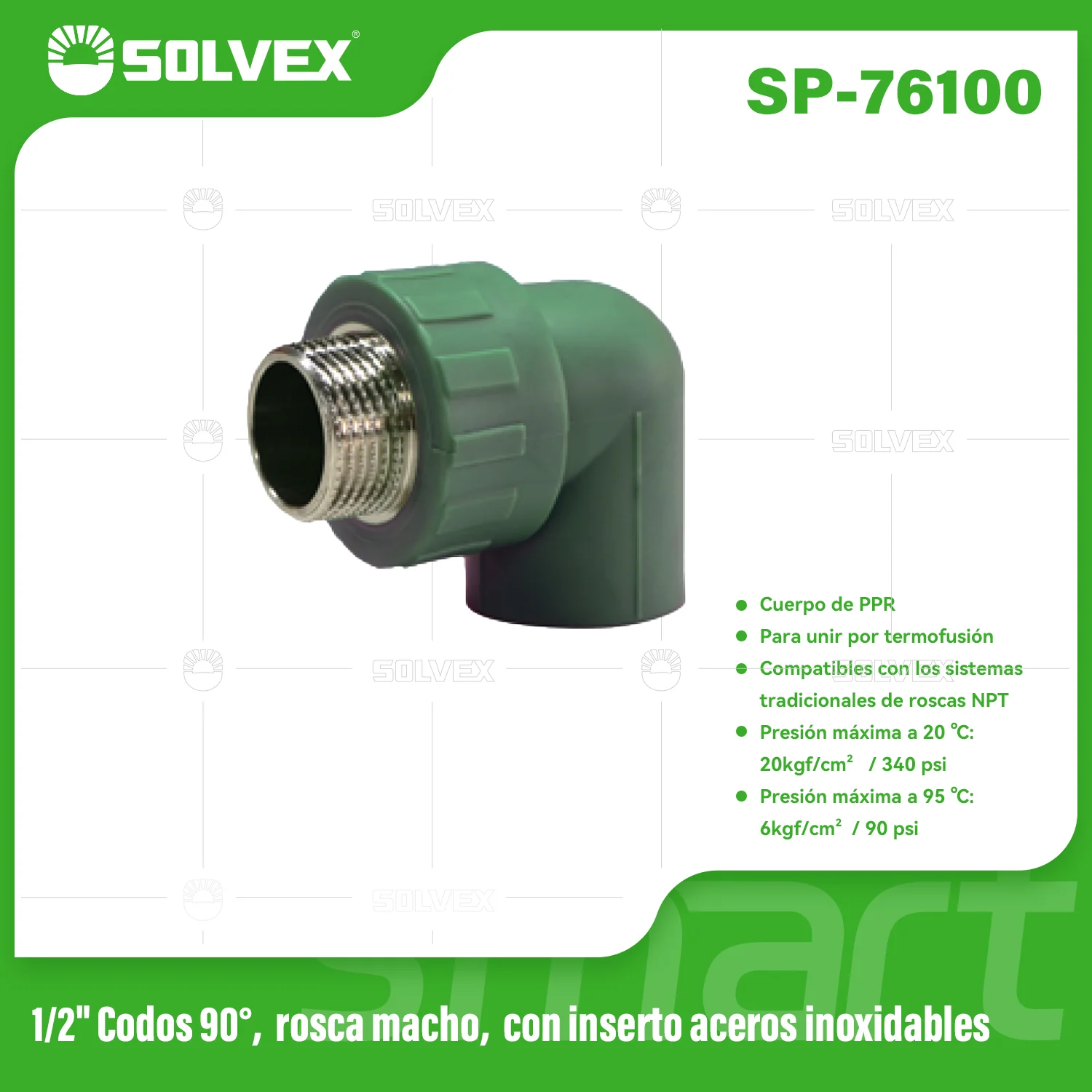Codos PPR 90° Con Rosca Macho En Acero Inoxidable. Conectores Termofusión Para Agua. - Image 2