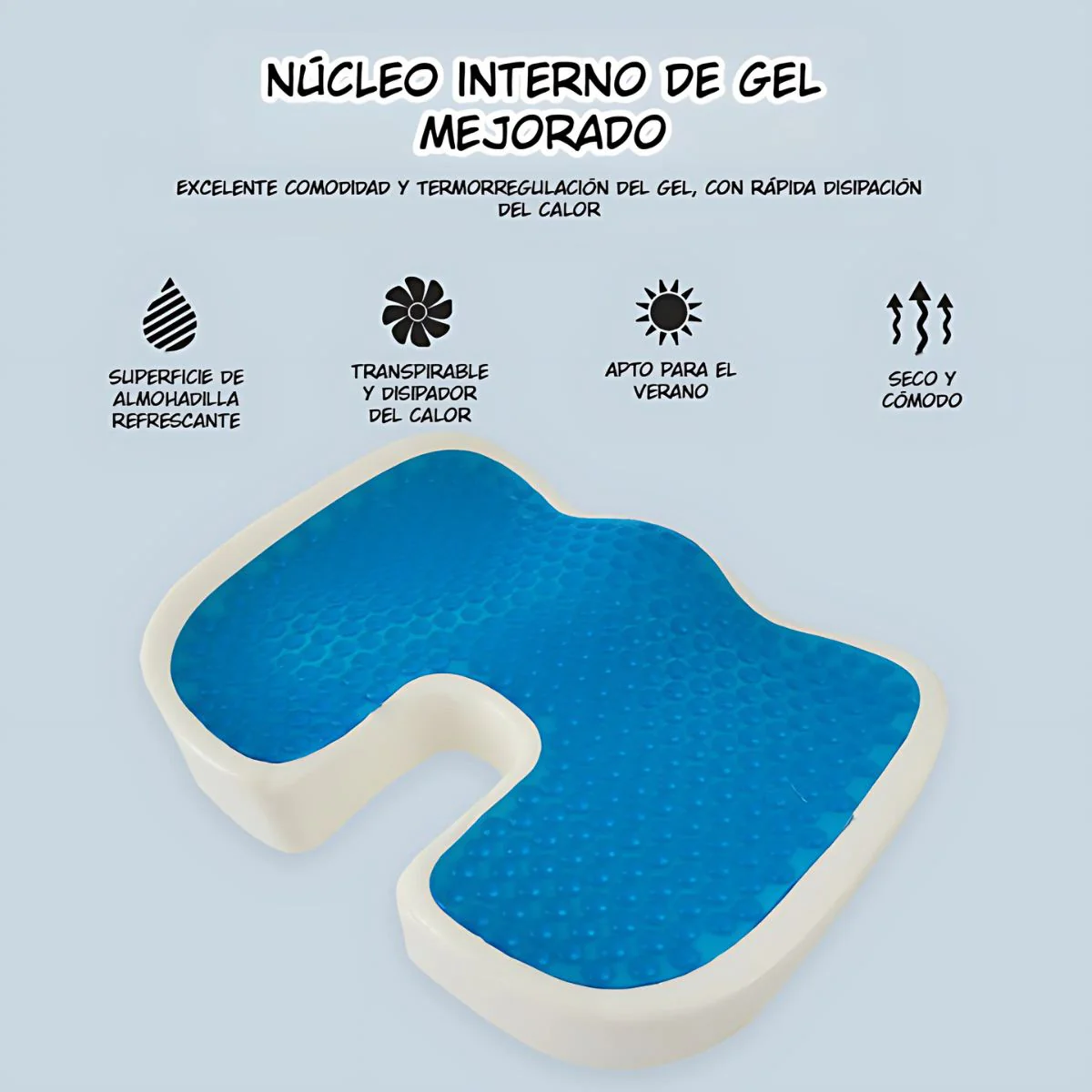 Cojín Ortopédico Ergonómico Para Silla. Almohada De Asiento Para Aliviar Presión En Coxis, Glúteos Y Zona Lumbar. Almohadilla. 45X35x7cm - Image 3