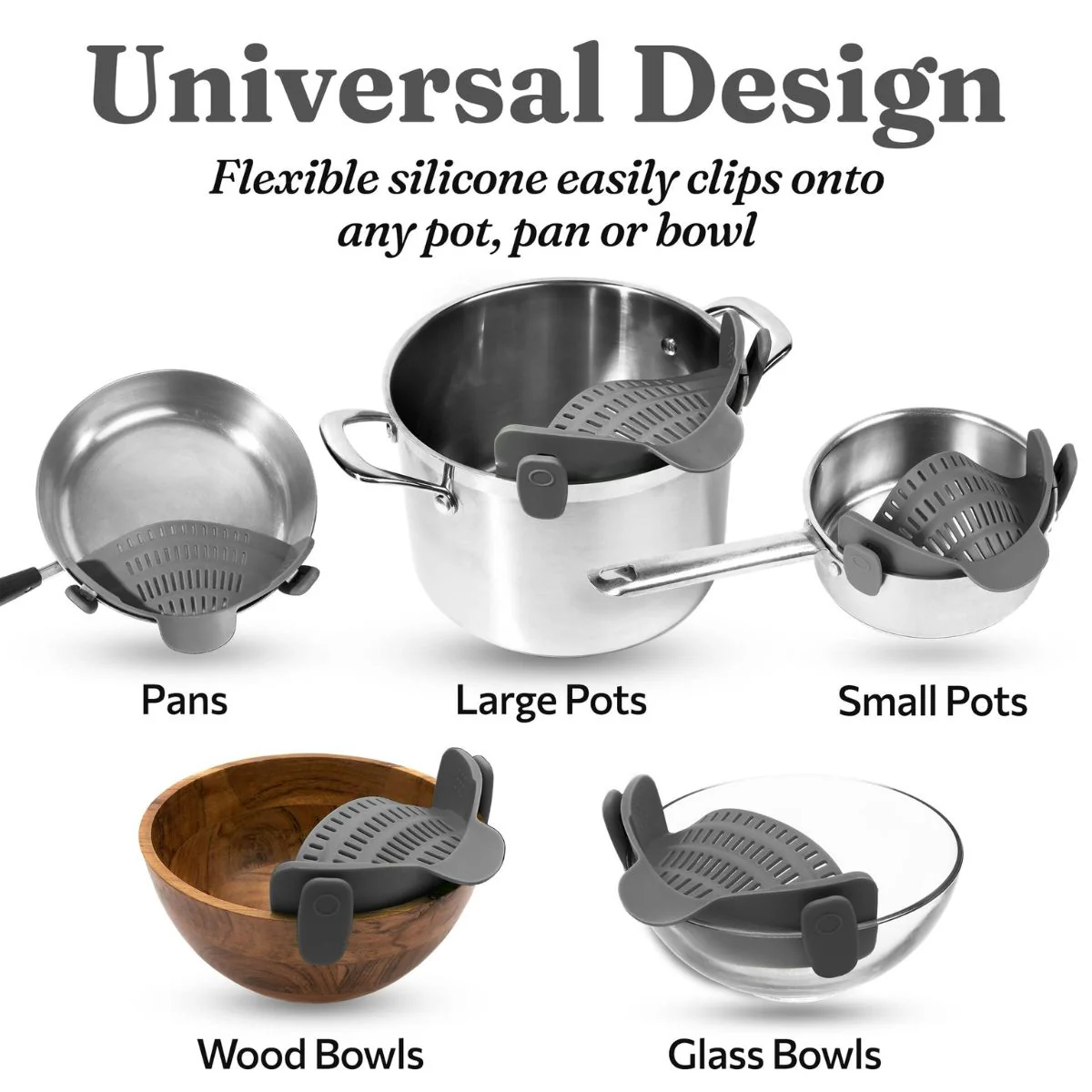 Colador Escurridor De Ollas, Coladero De Pasta, Vegetales Y Frutas. De Silicona Ajustable Con Clip. Para Cocina. - Image 2
