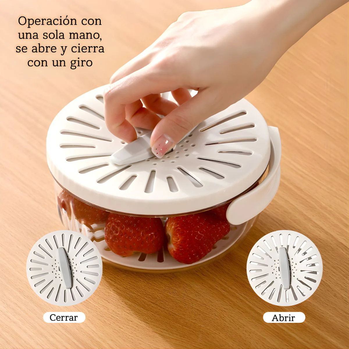 Colador Escurridor Multifuncional Con Tapa Giratoria. Recipiente Para Lavar Y Almacenar Alimentos. Color Blanco. - Image 2
