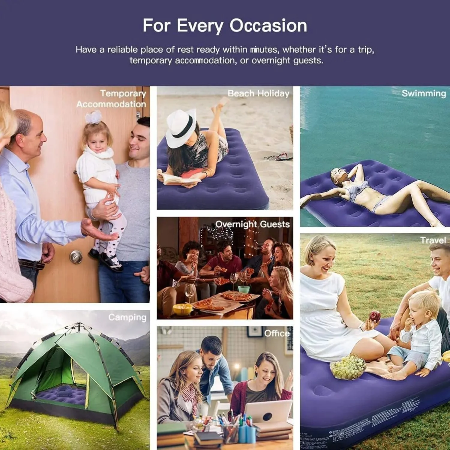 Colchón Inflable Individual 185X76x22cm PVC Flocado Con Válvula Ideal Camping, Playa Y Hogar. Colchoneta Inflable - Image 3
