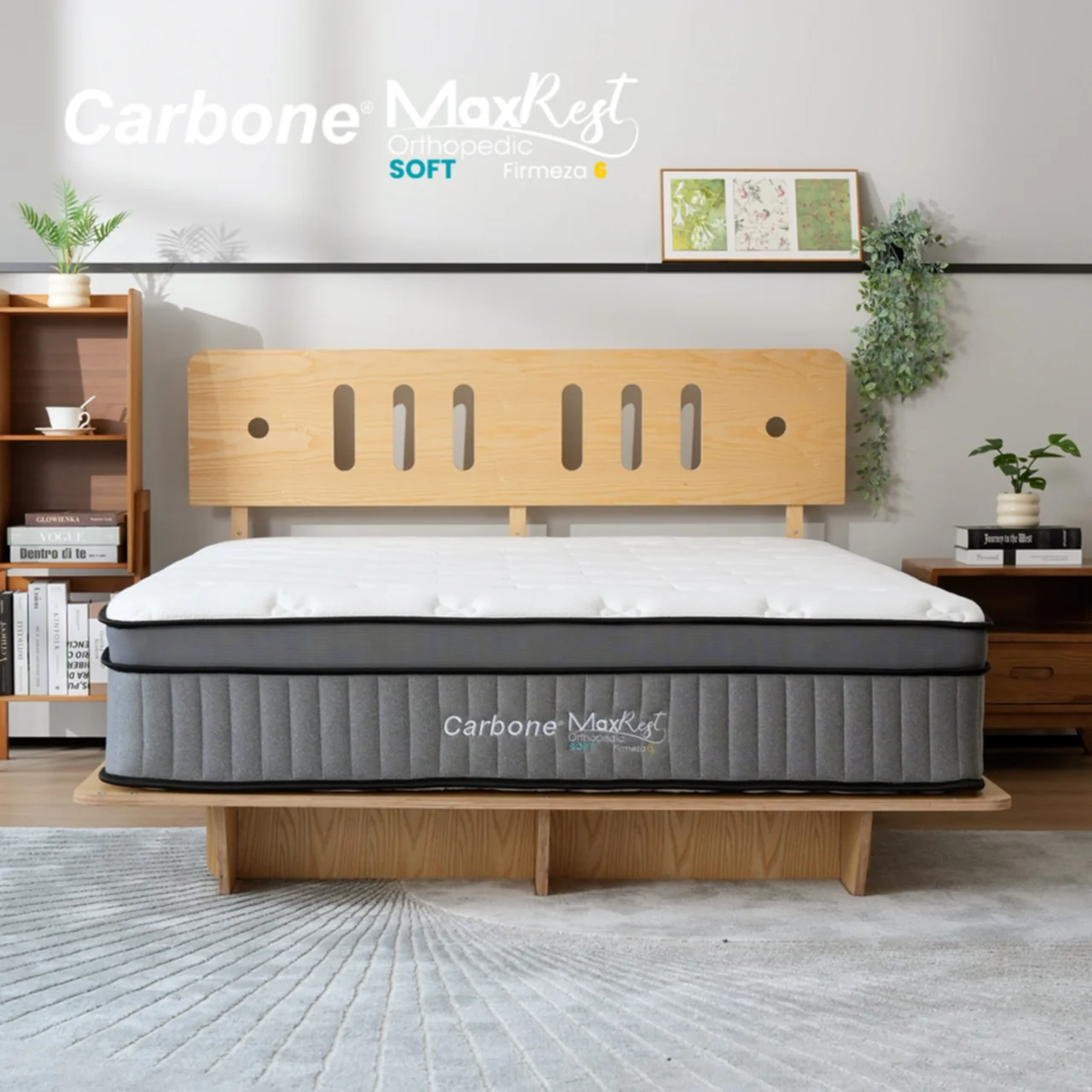 Colchones Ortopédicos Firmeza 6 Carbone Max Rest Empacados Al Vacío Pillow Top Colchón Calidad Hotelera Memory Foam Con Resortes 32Cm Espesor (12.6") - Image 3