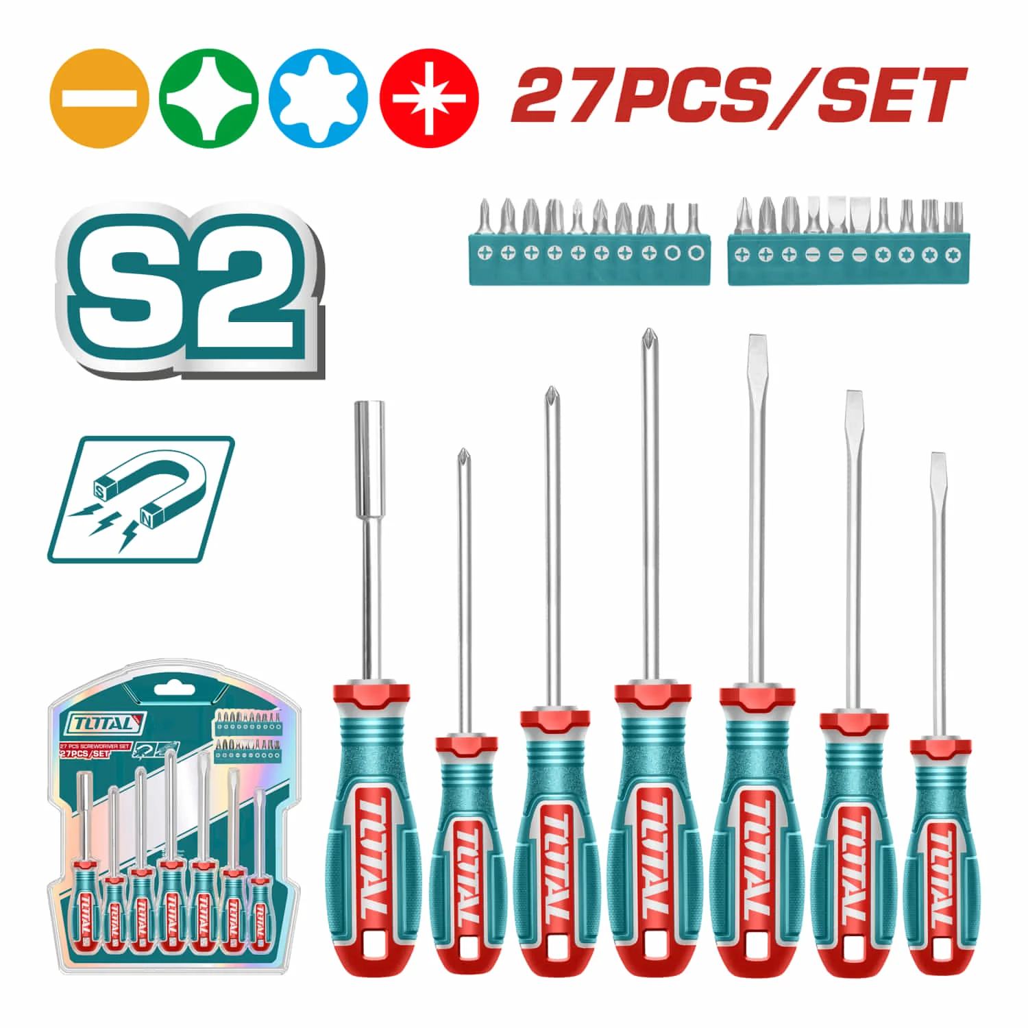 Combo Del Mes Total Destornilladores Variados Set De 27 Piezas  Puntas: Plana, Phillips, Hexagonal, Torx POCAS UNIDADES. - Image 2