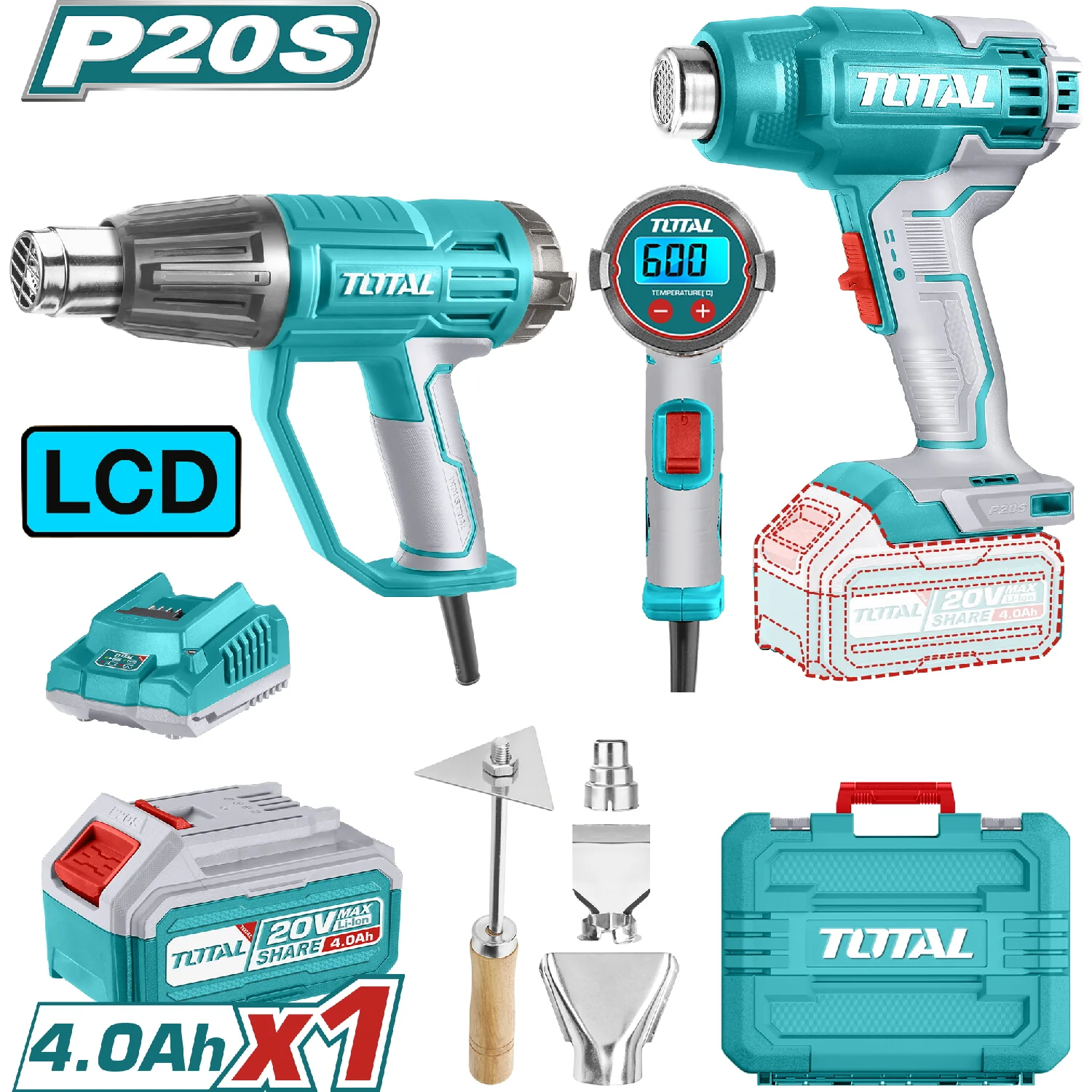 Combo Del Mes Total Pistola De Calor Inalámbrica 20V, Pistola De Calor 600W Y Pistola Térmica Con Accesorios. Batería Y Cargador. POCAS UNIDADES - Image 2