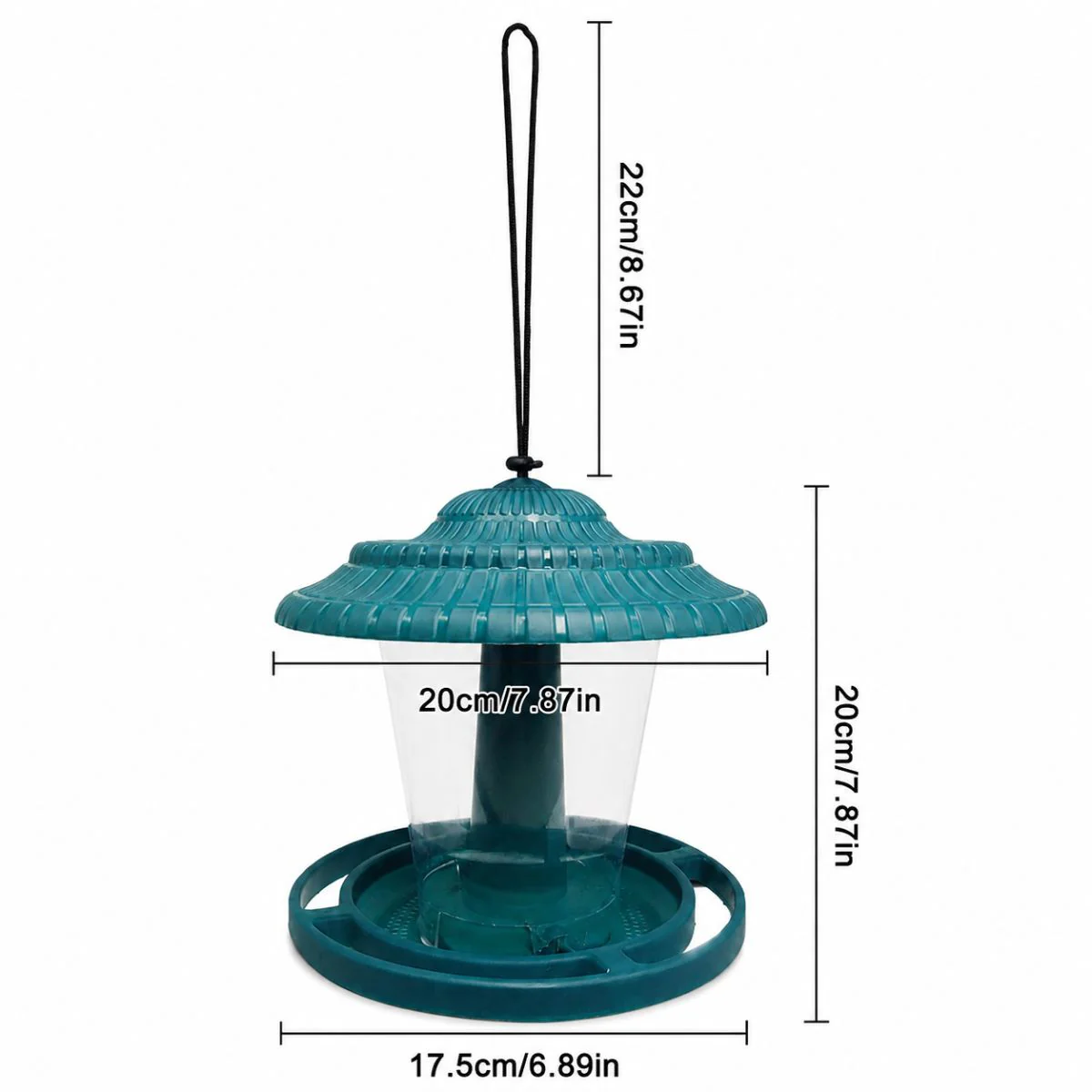 Comedero Para Pájaros Silvestres. Alimentador De Aves Exterior De PS+PP. Color Verde Para Jardín Y Terraza. Colgante (20X17.5Cm) - Image 3
