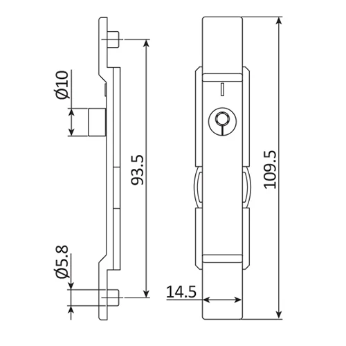 Conector Central Con Bulon De Cierre Para Sistema SECUREASY PLUS. Zinc Plateado. - Image 2