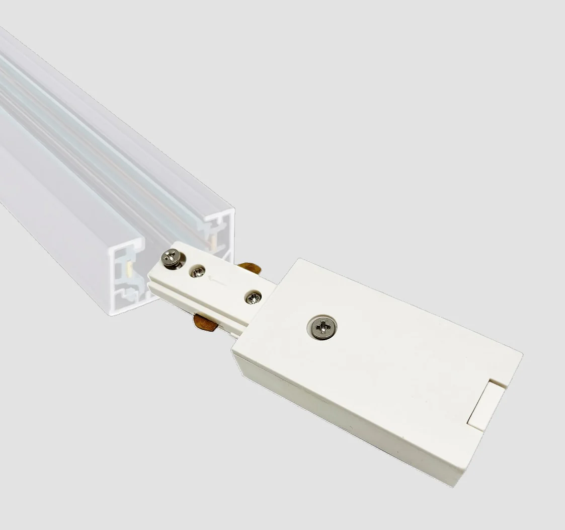 Conector De Alimentacion De Energia Para Riel Track Sistema Colgante Color Blanco