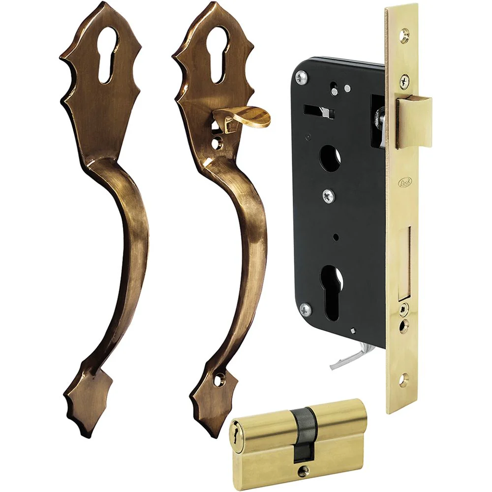 Conjunto Cerradura Classic Llave De Puntos Latón Antiguo Lock - Image 2