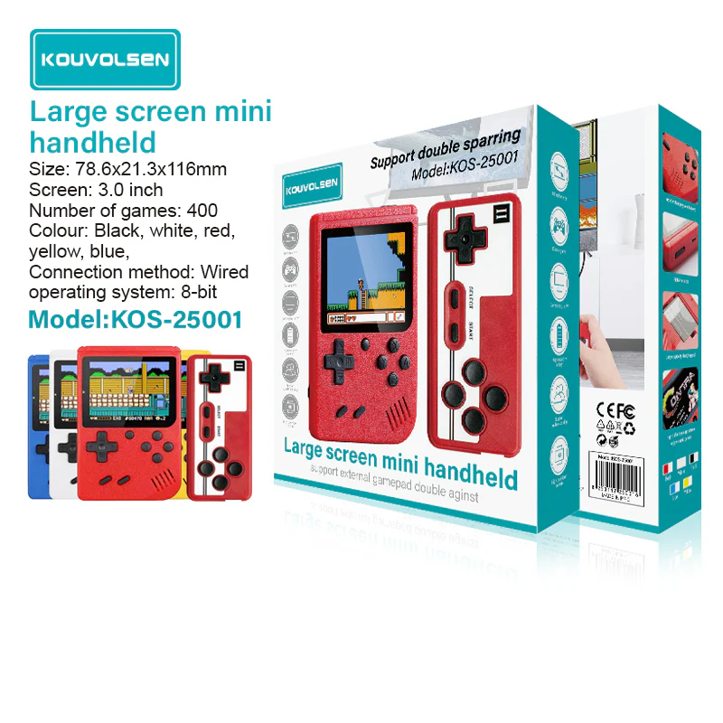 Consola De Videojuegos Portátil Retro 3” Con 400 Juegos. Mini Game Box 8-Bit Con Salida AV Para TV Y Modo 2 Jugadores. Consola Arcade. Color Rojo. - Image 2