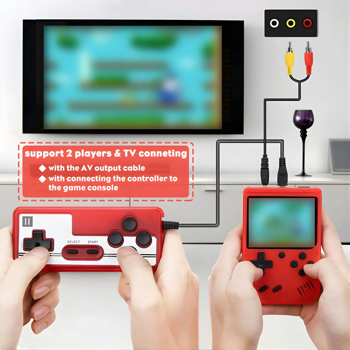 Consola De Videojuegos Portátil Retro 3” Con 400 Juegos. Mini Game Box 8-Bit Con Salida AV Para TV Y Modo 2 Jugadores. Consola Arcade. Color Rojo. - Image 3