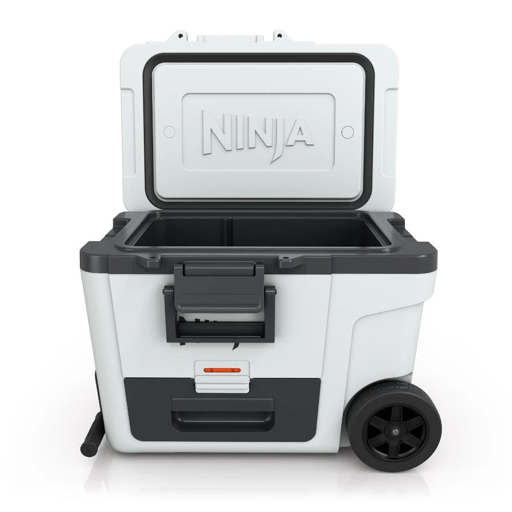 Cooler Ninja Frostvault De 45QT Con Ruedas. Hielera Térmica Con Dry Zone, Gaveta Inferior Y Alta Conservación De Frío. Color Blanco.