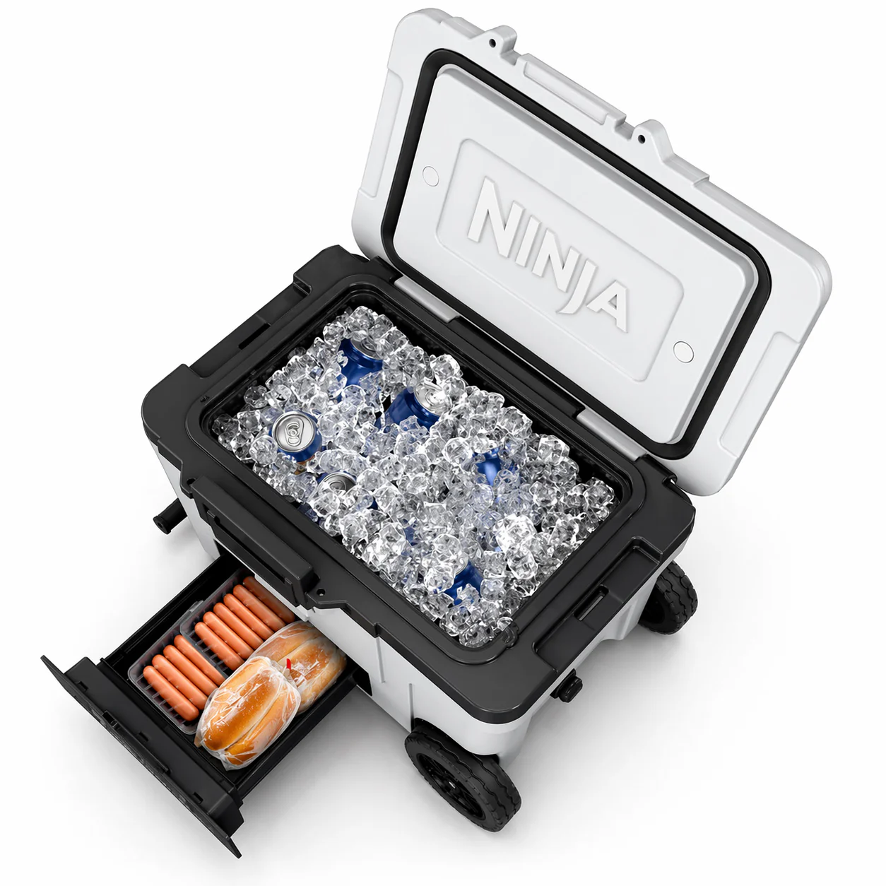 Cooler Ninja Frostvault De 45QT Con Ruedas. Hielera Térmica Con Dry Zone, Gaveta Inferior Y Alta Conservación De Frío. Color Blanco. - Image 2