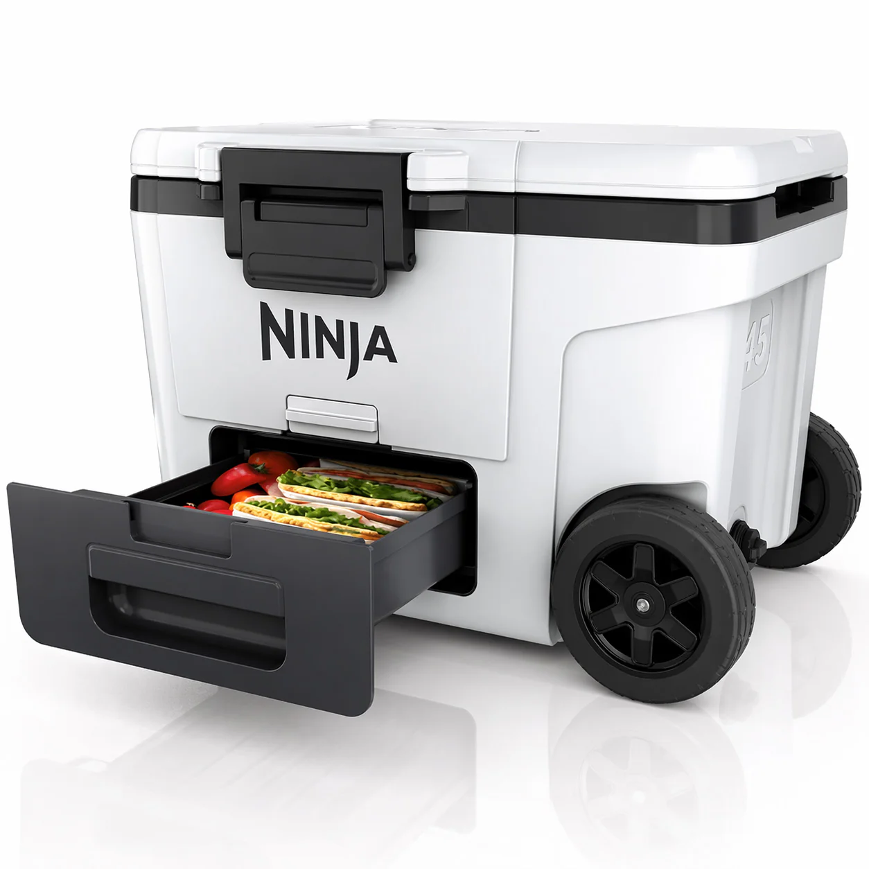 Cooler Ninja Frostvault De 45QT Con Ruedas. Hielera Térmica Con Dry Zone, Gaveta Inferior Y Alta Conservación De Frío. Color Blanco. - Image 3