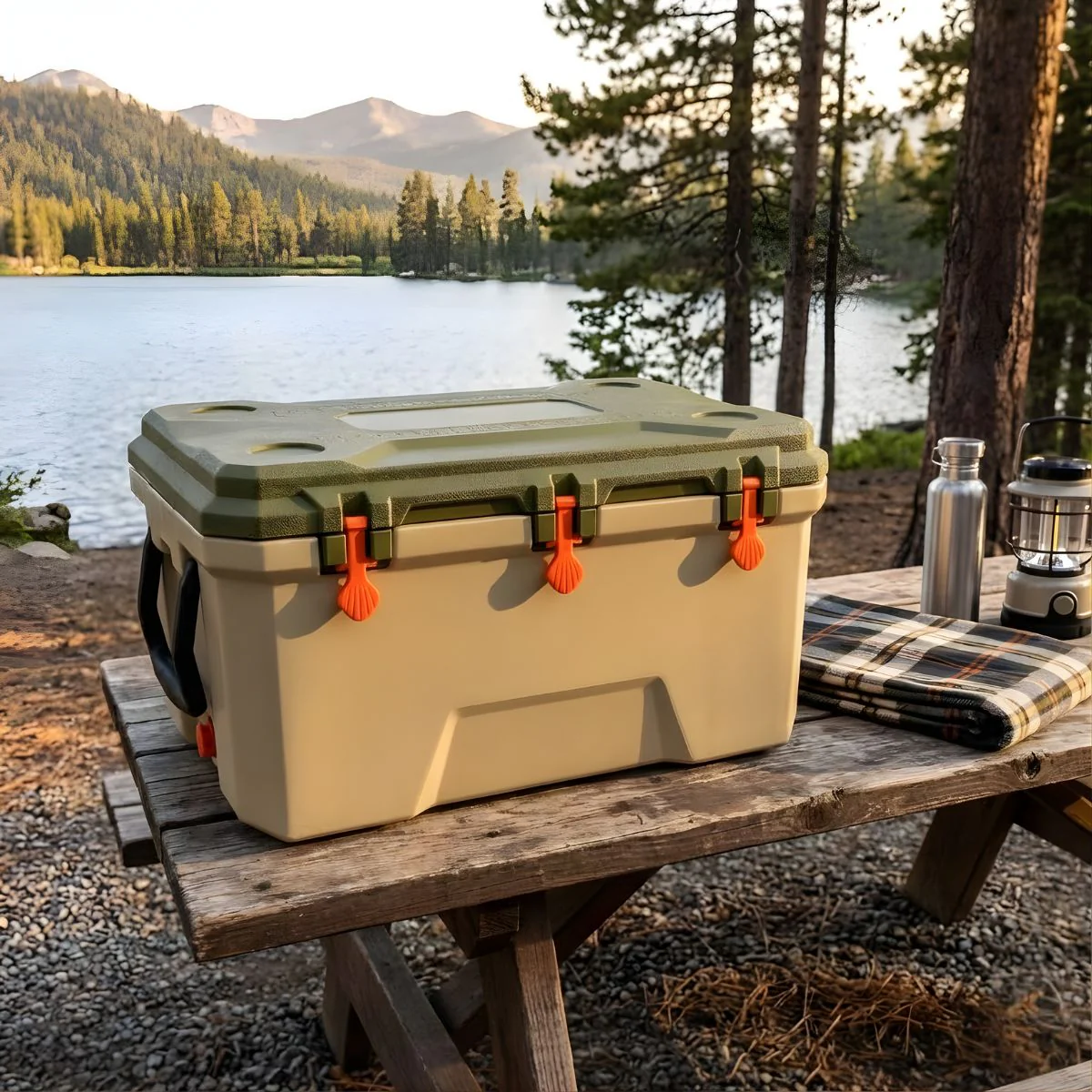 Cooler Portátil 153 QT (145L) (88X57x48cm) Con Drenaje Inferior. Hielera De Alta Capacidad Con Tapa Sellada, Porta Vasos Y Asa De Transporte