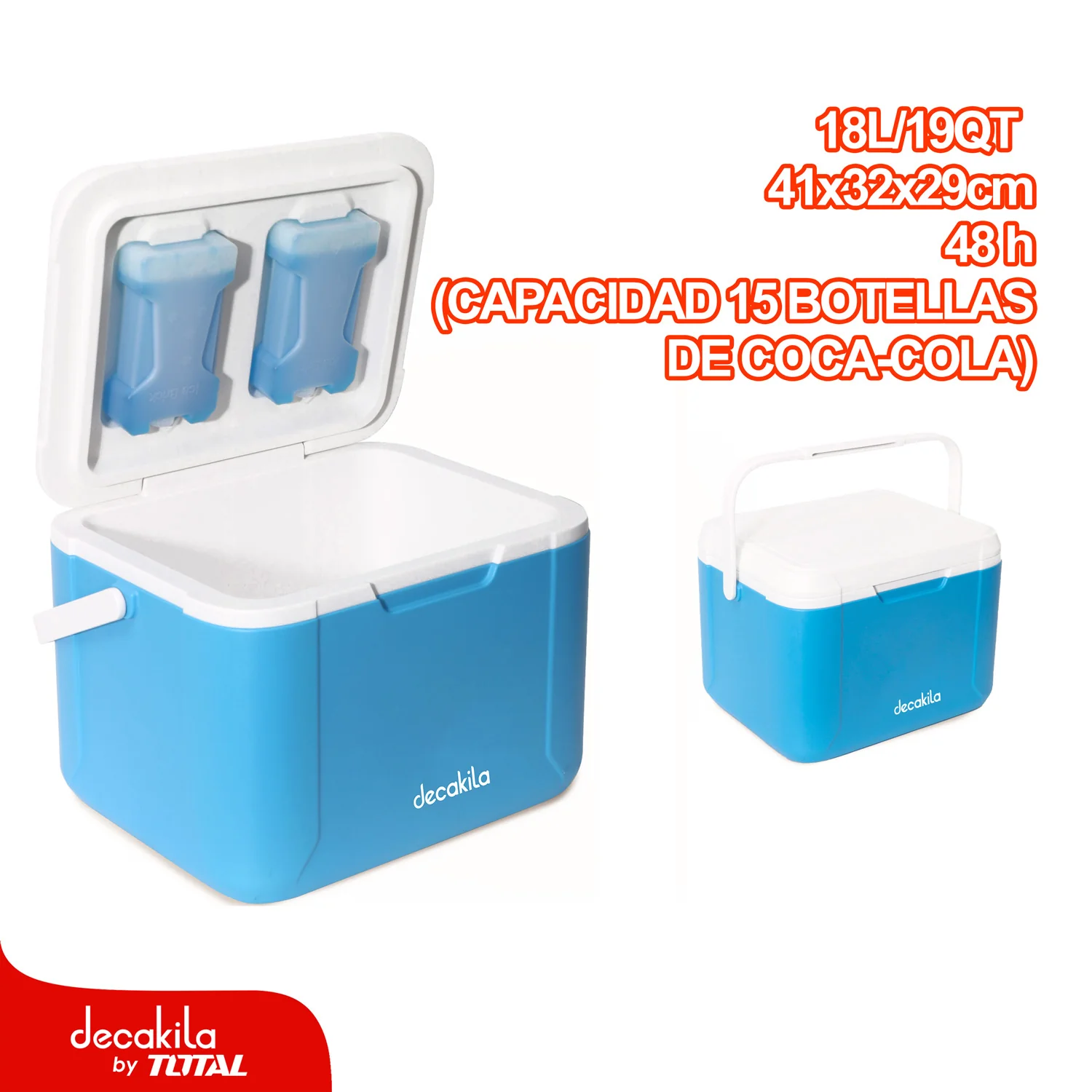 Cooler Portátil 18L/19QT Tiempo En Frío: 48Hrs.  41X32x29cm, Ideal Para 15 Botellas Coca-Cola De 550 Ml Hielera.