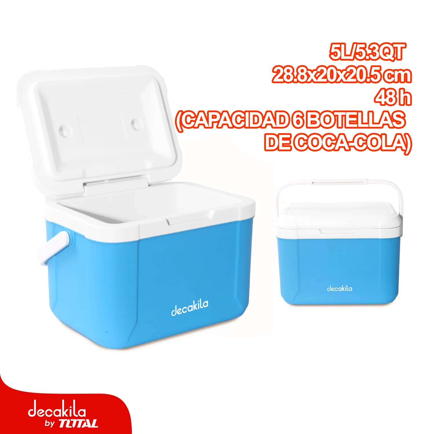 Cooler Portátil 5L/5.3QT Tiempo En Frío: 48Hrs. 28.8X20.8X20.5Cm, Ideal Para 4 Botellas Coca-Cola De 550Ml Hielera