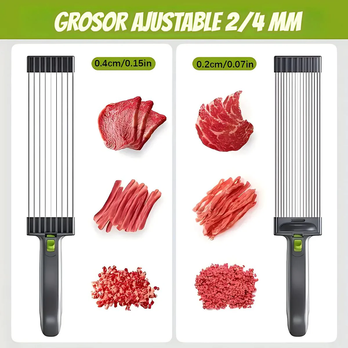 Cortador De Carne Manual. Rebanadas De 2 Y 4 Mm. Rebanador Preciso. Rebanadora De Alimentos Con Espesor Ajustable. - Image 4