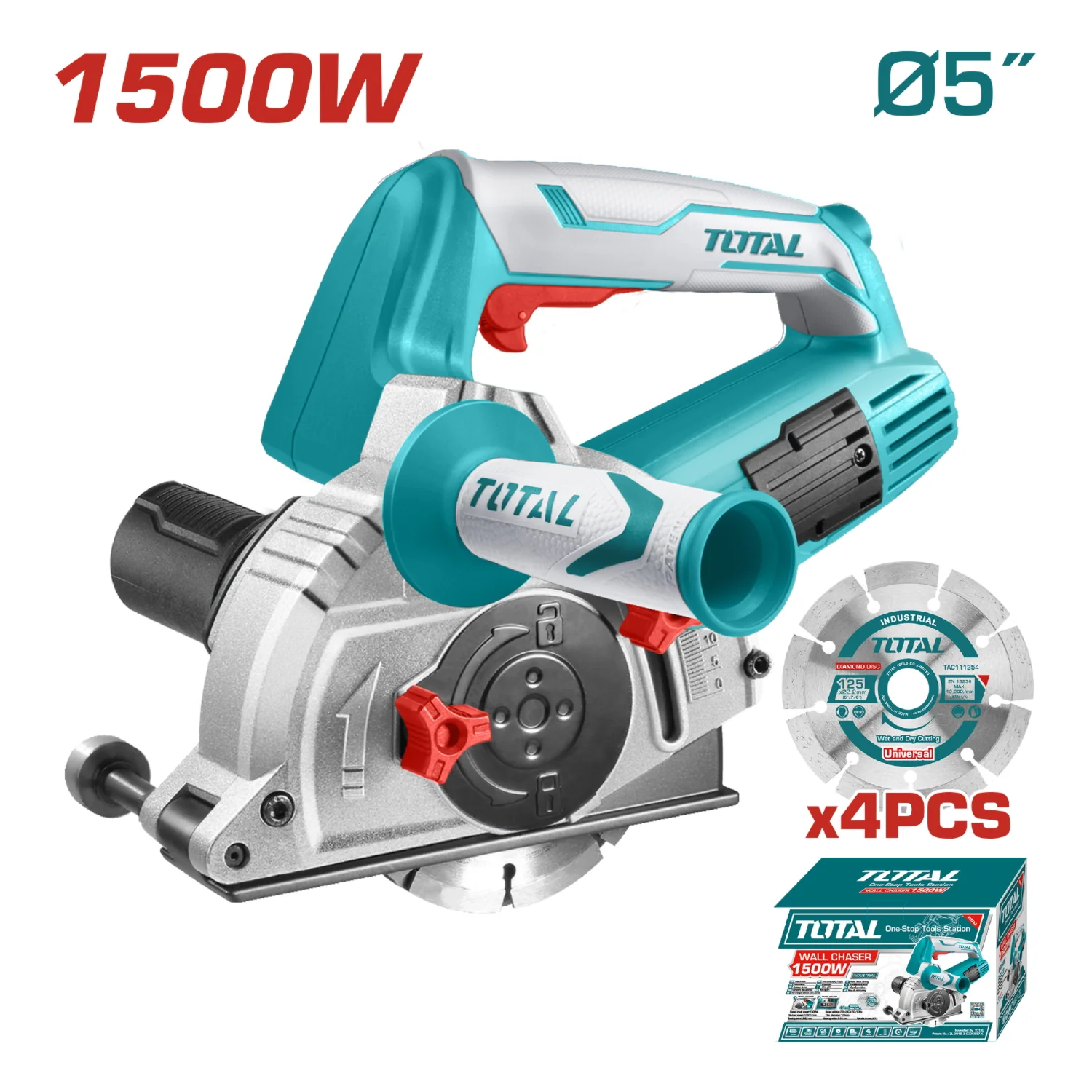 Acanaladora Sierra Ranuradora De Concreto Electrica 1500W De 2 O 4 Discos - Image 2
