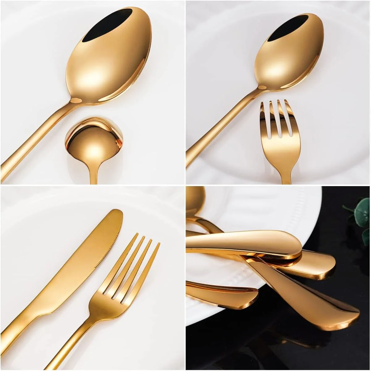 Cubiertos De Acero Inoxidable. Set De 24 Piezas. Con Estuche Elegante Para Mesa Formal Y Uso Diario. Color Dorado. - Image 2