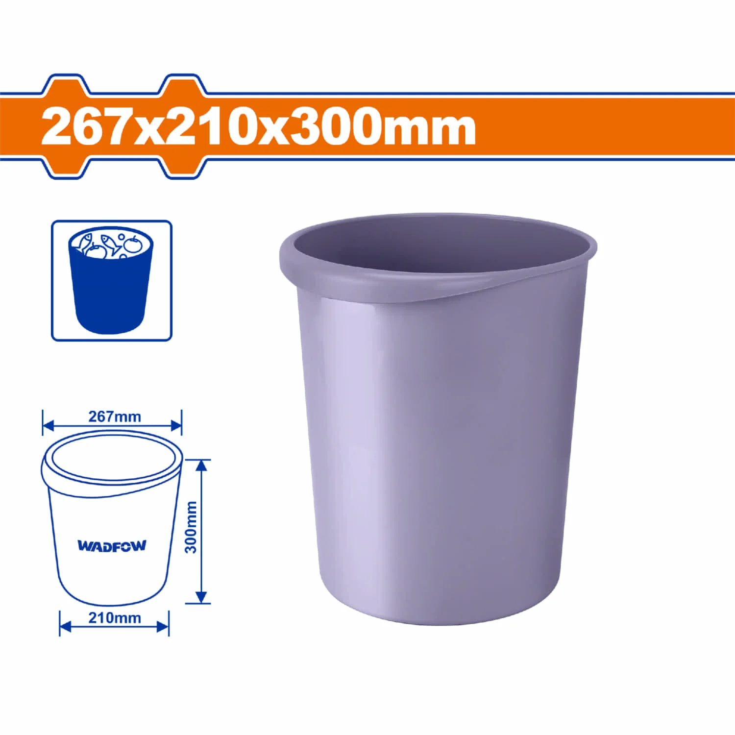 Cubo De Basura 267X210x300mm. Ideal Para Botar Desechos. Peso: 319G. Material Resistente. Balde