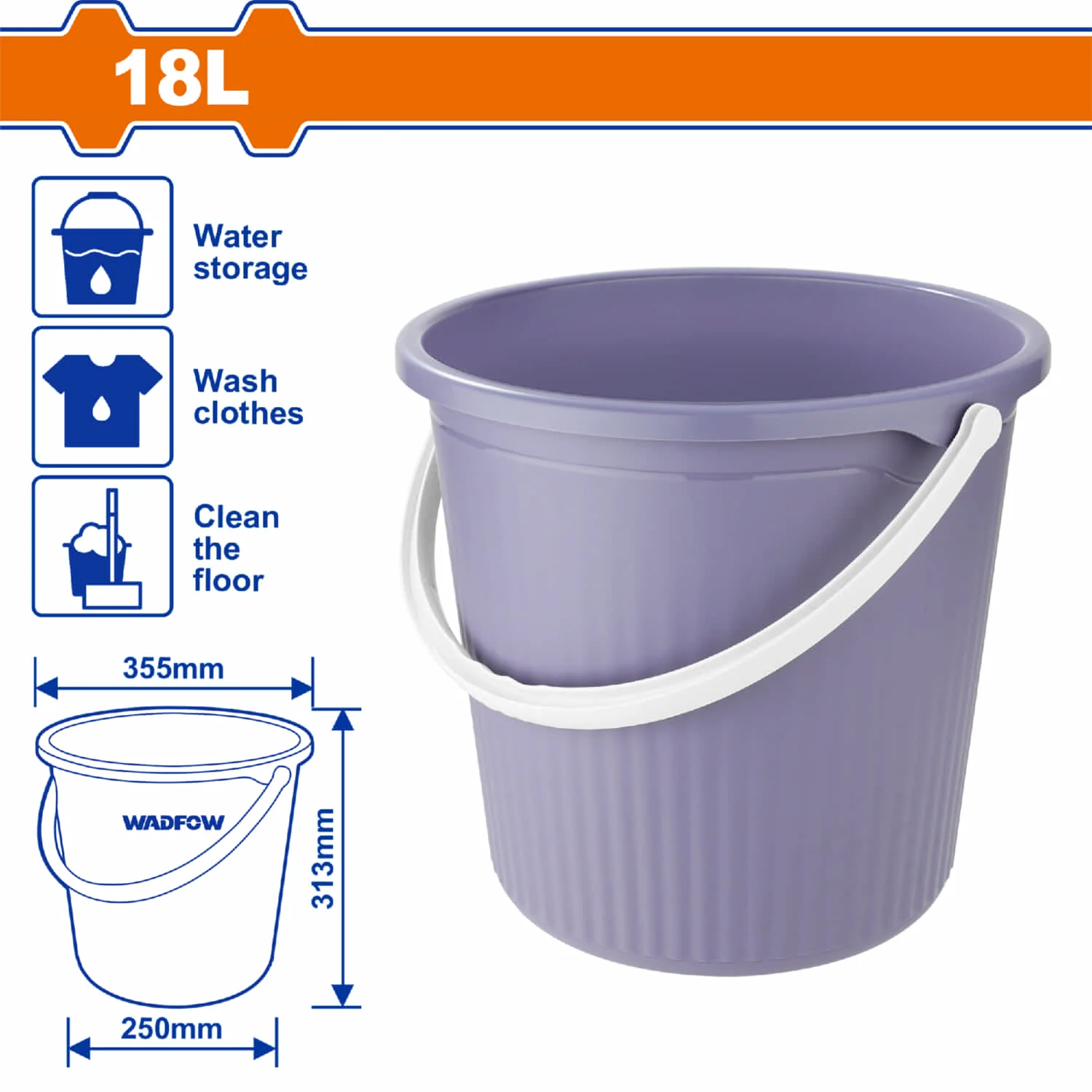 Cubo De Limpieza Multiusos 18L. Tamaño: 355X250x313mm. Peso: 564G. Mango Cómodo. Balde