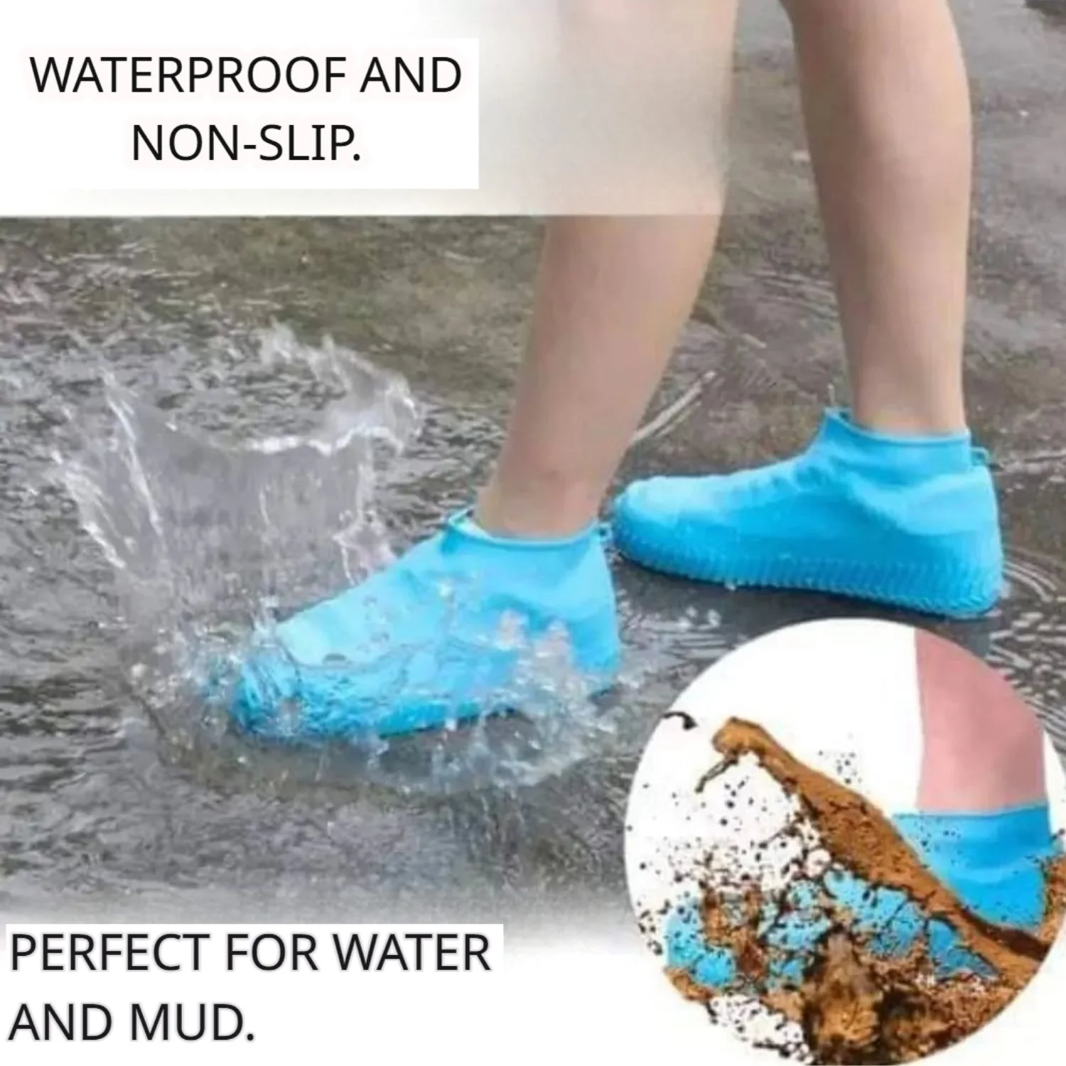 Cubre Calzados De Látex Impermeable Estilo Zapatilla Color Azul Talla M Reutilizables Para Lluvia Zapatos. Se Vende En Par - Image 4