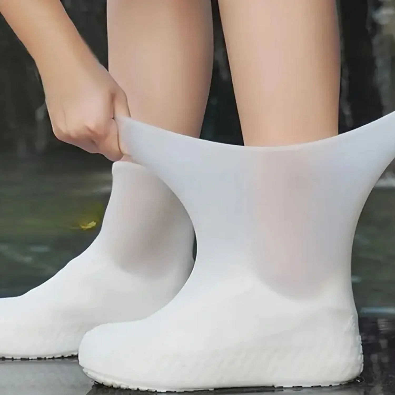 Cubrecalzados De Látex Impermeable Estilo Bota Color Blanco Talla L 41-47 Reutilizables Para Zapatos. Se Vende En Par.