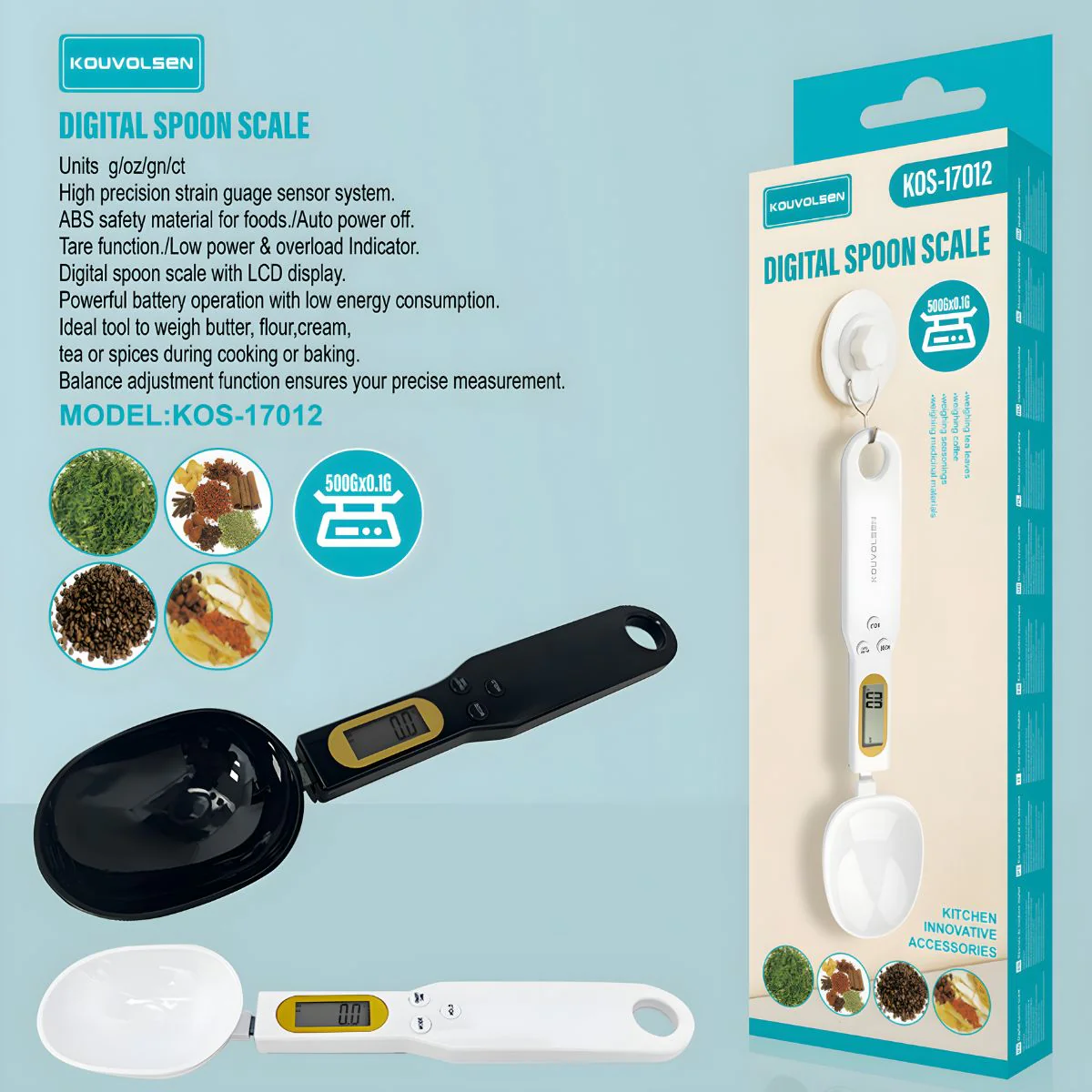Cuchara Medidora Digital De Cocina. Pesa Balanza Electrónica De Precisión 0.1G. Capacidad 500G. Pantalla LCD Y Función Tara.