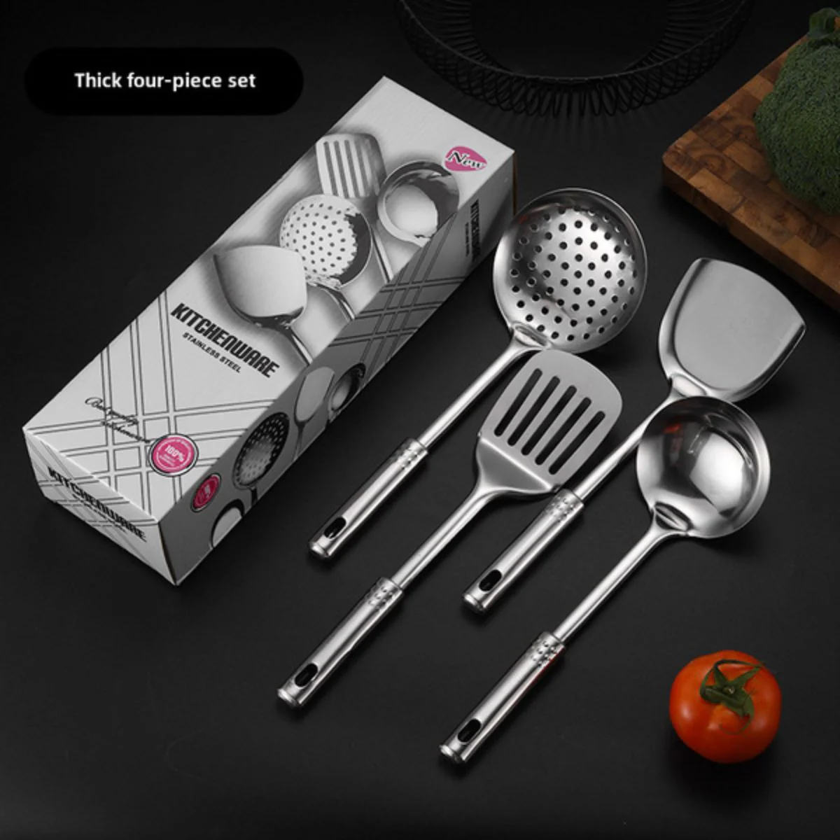 Cucharones De Cocina, Espatula. Juego De 4 Piezas. Set De Utensilios De Acero Inoxidable Antiadherentes. - Image 4