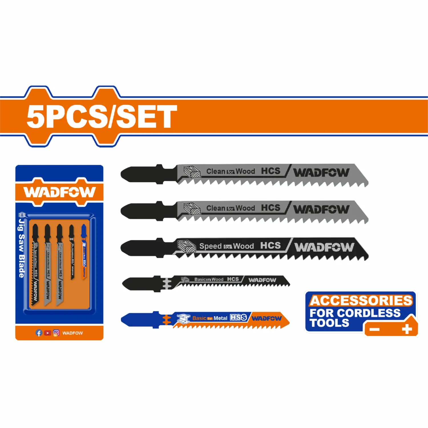 Cuchillas Hojas De Sierra Caladora Mixtas. (T101B HCS,T101BR HCS,T144D HCS, T119BO HCS,T118A HSS) Set 5 Pzas.