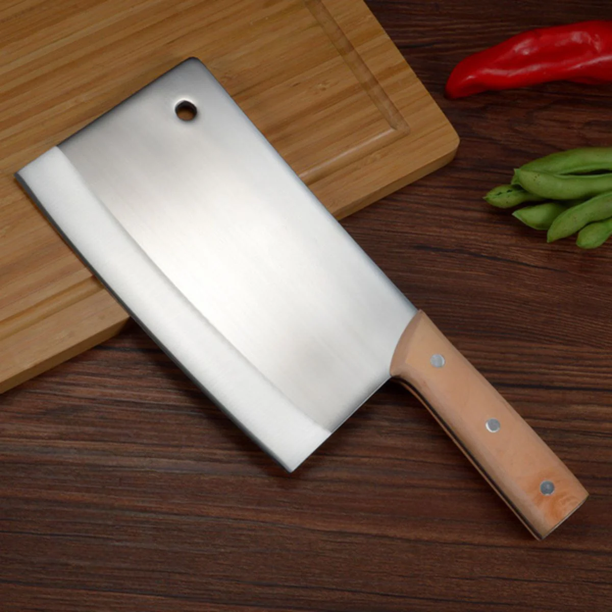 Cuchillo De Carnicero Profesional. Hacha Para Cortar Picar Huesos, Acero Inoxidable 4CR13, Hoja 5Mm.