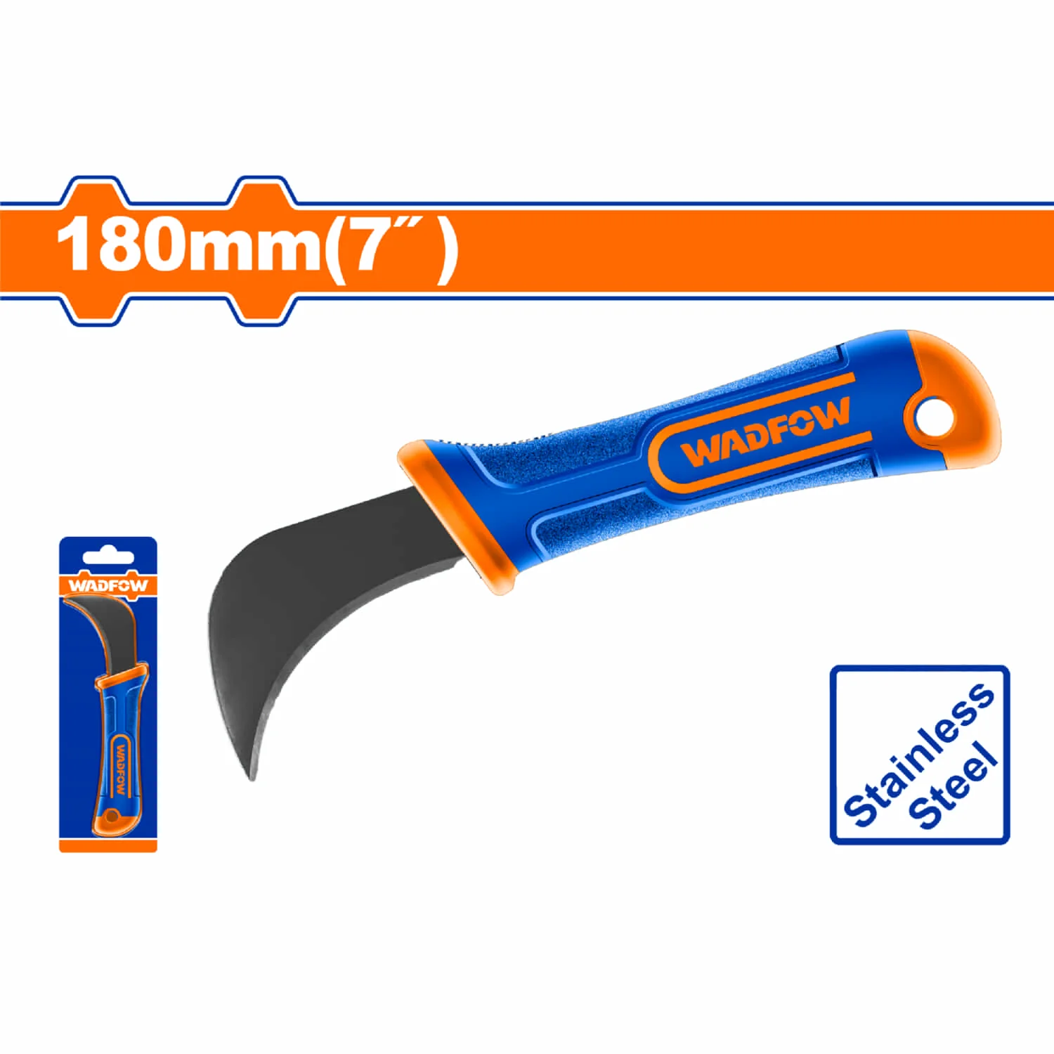 Navaja Curva De Acero Inoxidable 180Mm (7") Cuchilla