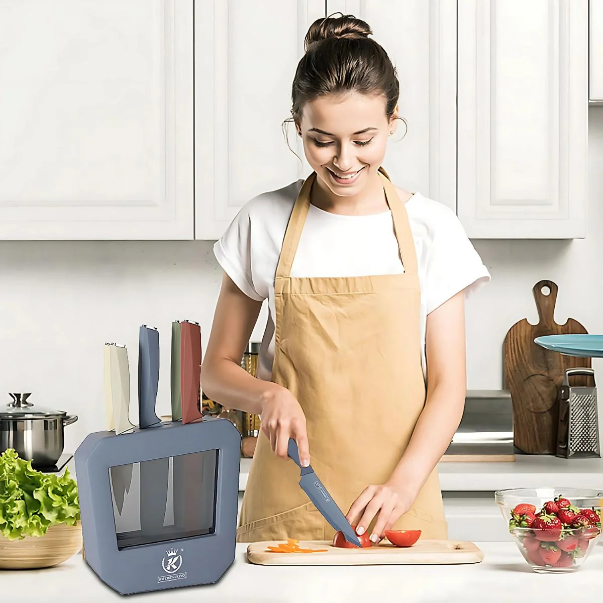 Cuchillos De Cocina. Juego De 6 Piezas. Acero Inoxidable Afilado Y Ergonómico. Set Profesional Con Base Organizadora. - Image 3