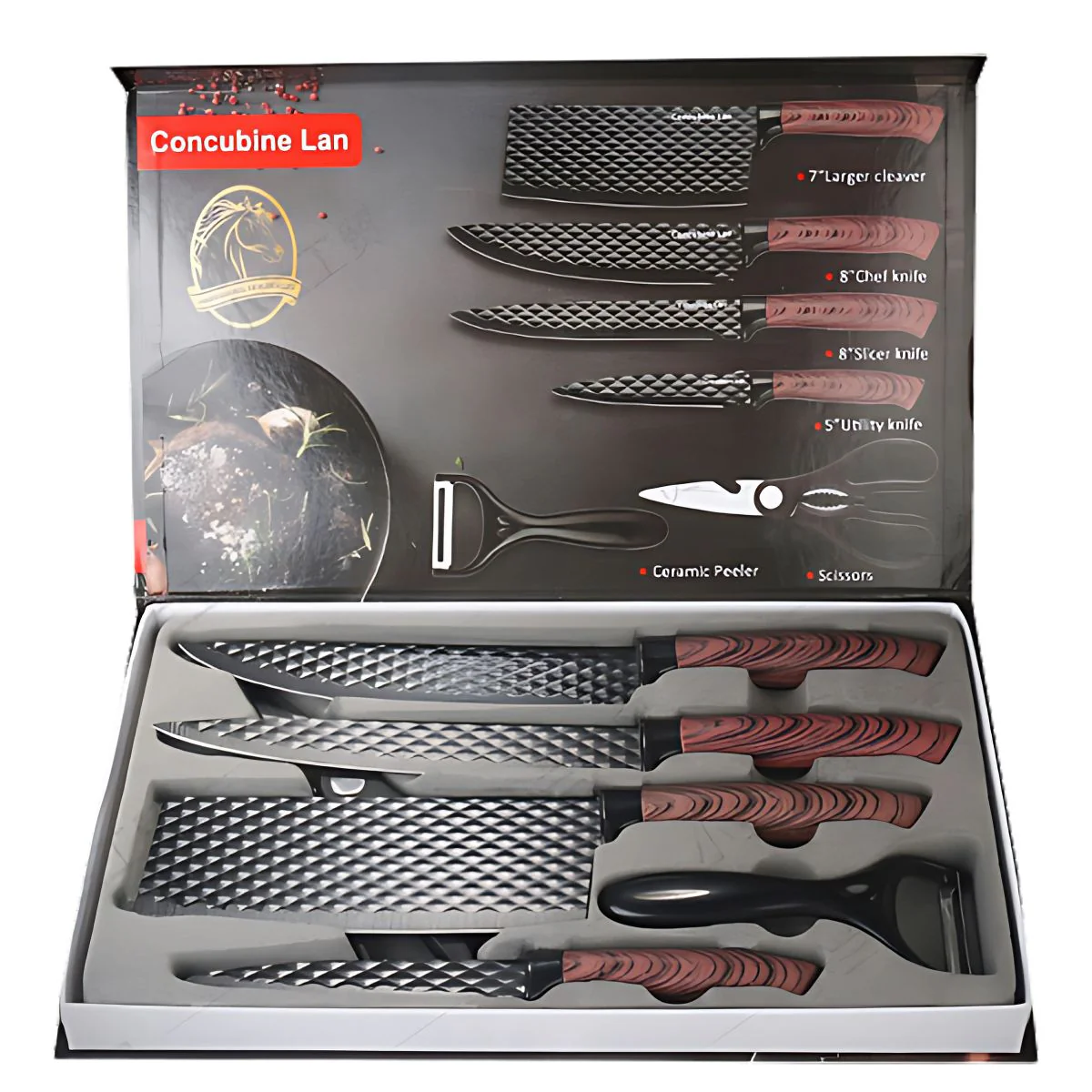 Cuchillos De Cocina Profesionales. Set De 6 Piezas. Juego De Cuchillos Con Tijera Y Pelador. - Image 6