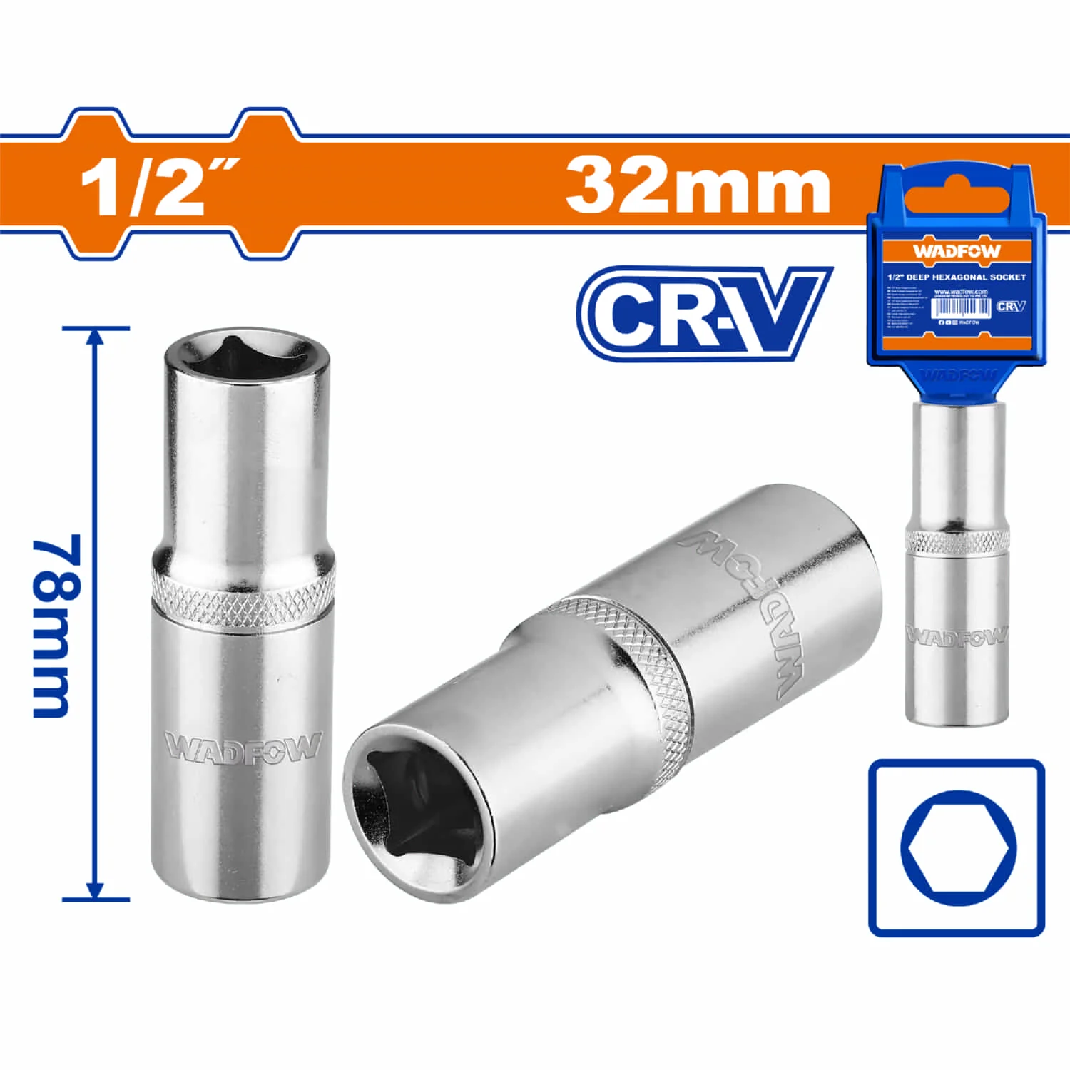 Dados Hexagonales Socket Largo 1/2"  6 Puntas Longitud 78Mm. Acero 50BV30 Tratado Térmicamente. Cromado. - Image 18
