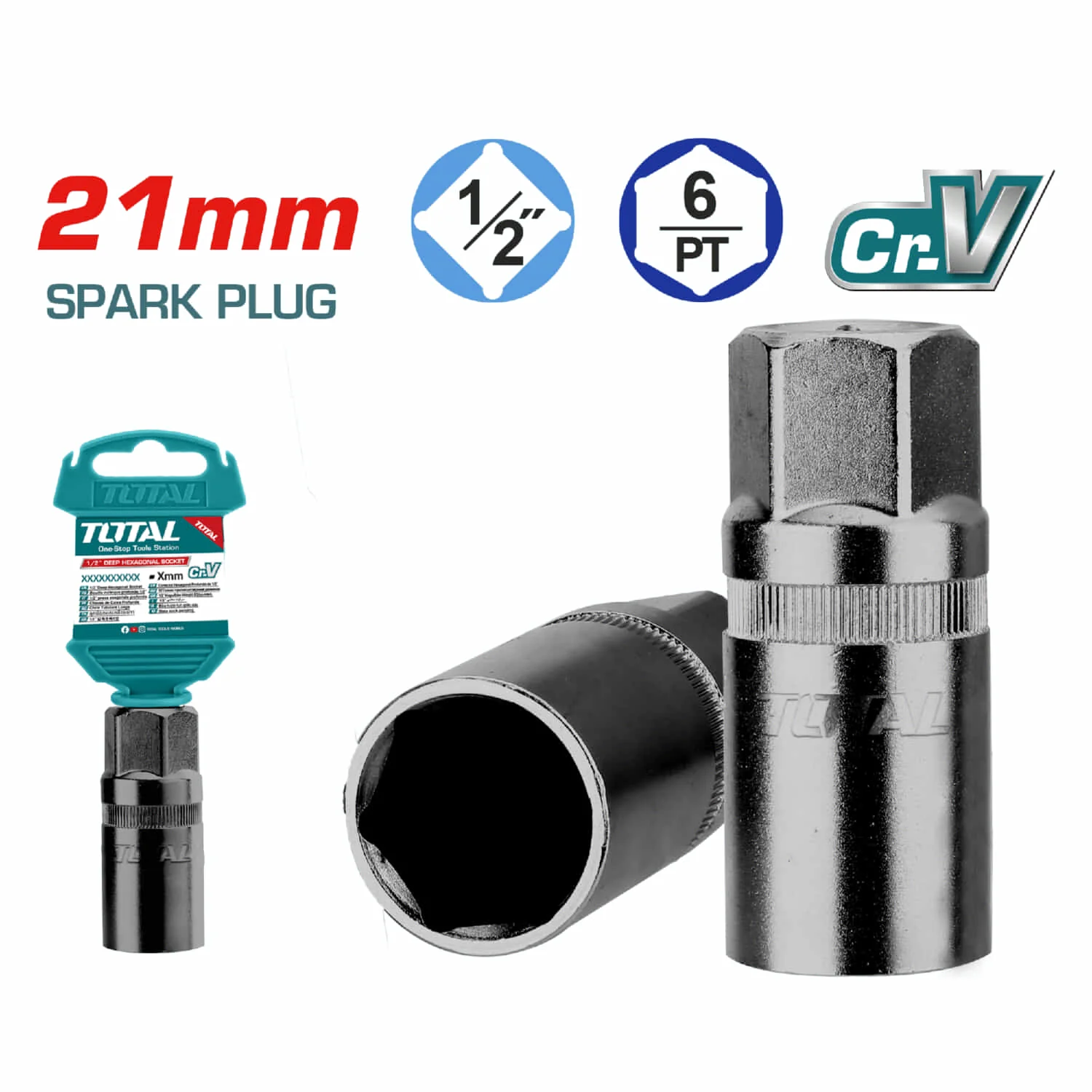 Dados Para Bujía De 1/2". Cr-V (50 BV 30). Cromado De Tratamiento Térmico - Image 3