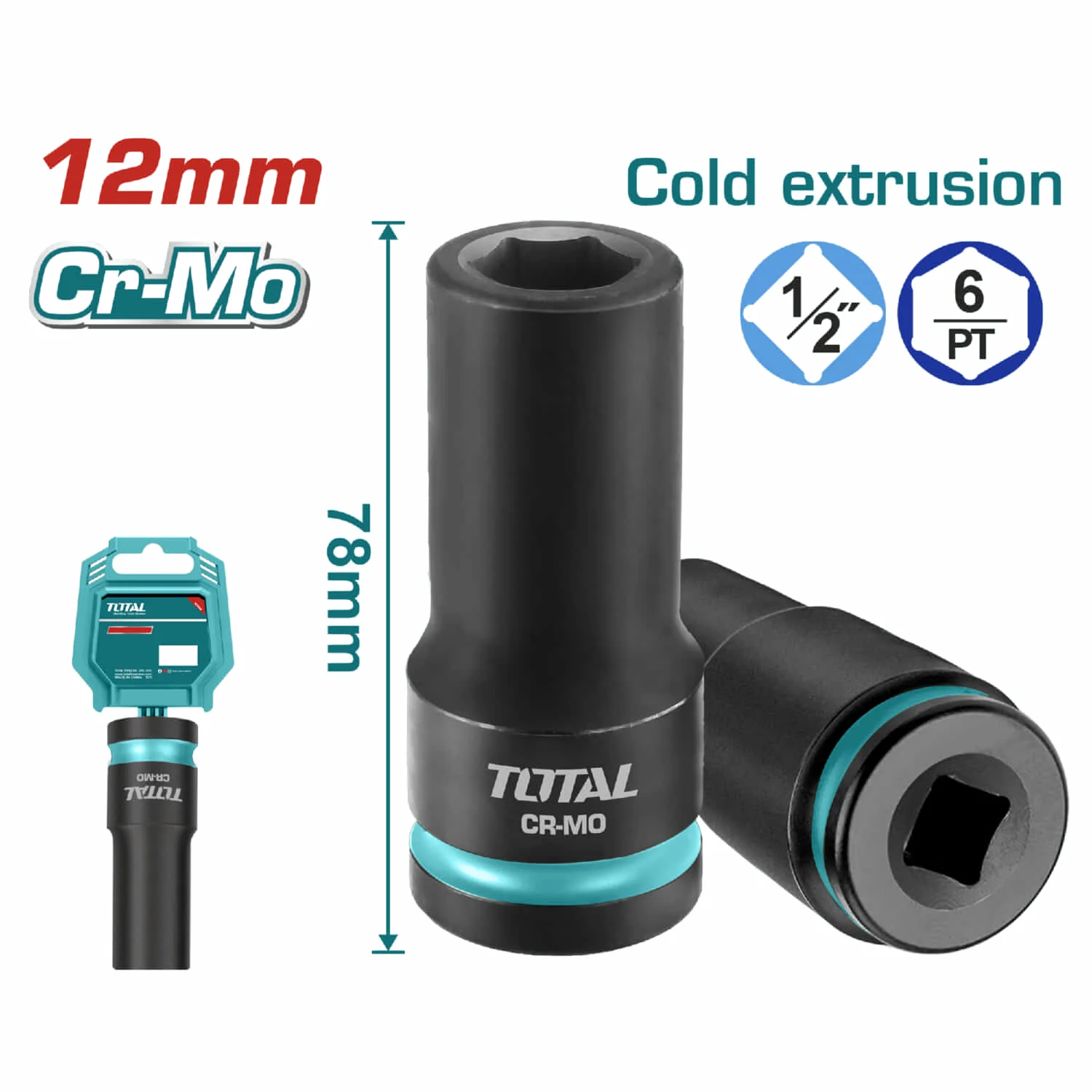 Dados Sockets De Impacto Profundo 1/2". Material Cr-Mo. Largo: 78Mm. - Image 3
