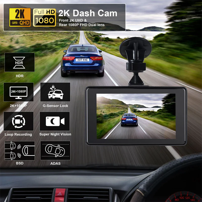 Dash Cam 2K Super QHD Para Autos. Camara Vehicular Con Grabación En Bucle. Pantalla HD De 3". - Image 3