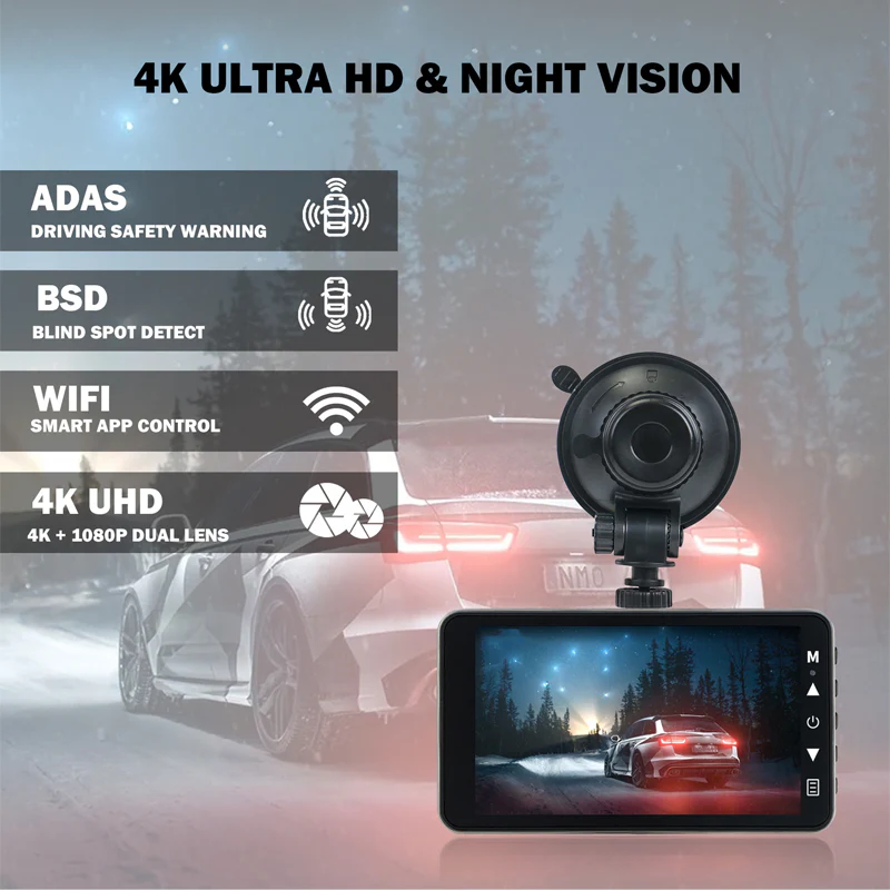 Dash Cam 4K Para Autos 1080P Y Wifi. Grabación Frontal Y Posterior Con ADAS Y Alerta De Punto Ciego. Cámara Vehicular Con Visión Nocturna. - Image 6