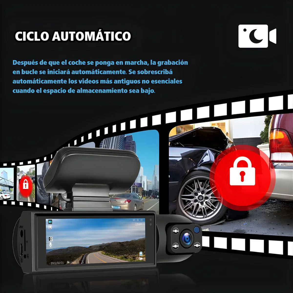 Dash Cam Cámara Doble Para Autos 1080P Con Wifi. Grabación Frontal Y Trasera. Dashcam Con Visión Nocturna HD Para Carros. Wifi + 32G - Image 5