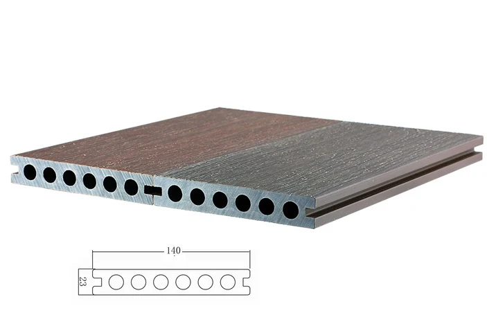 Deck WPC Piso Exteriores Dual Color Gris Plata / Teca  23 X140x2900mm - Image 3
