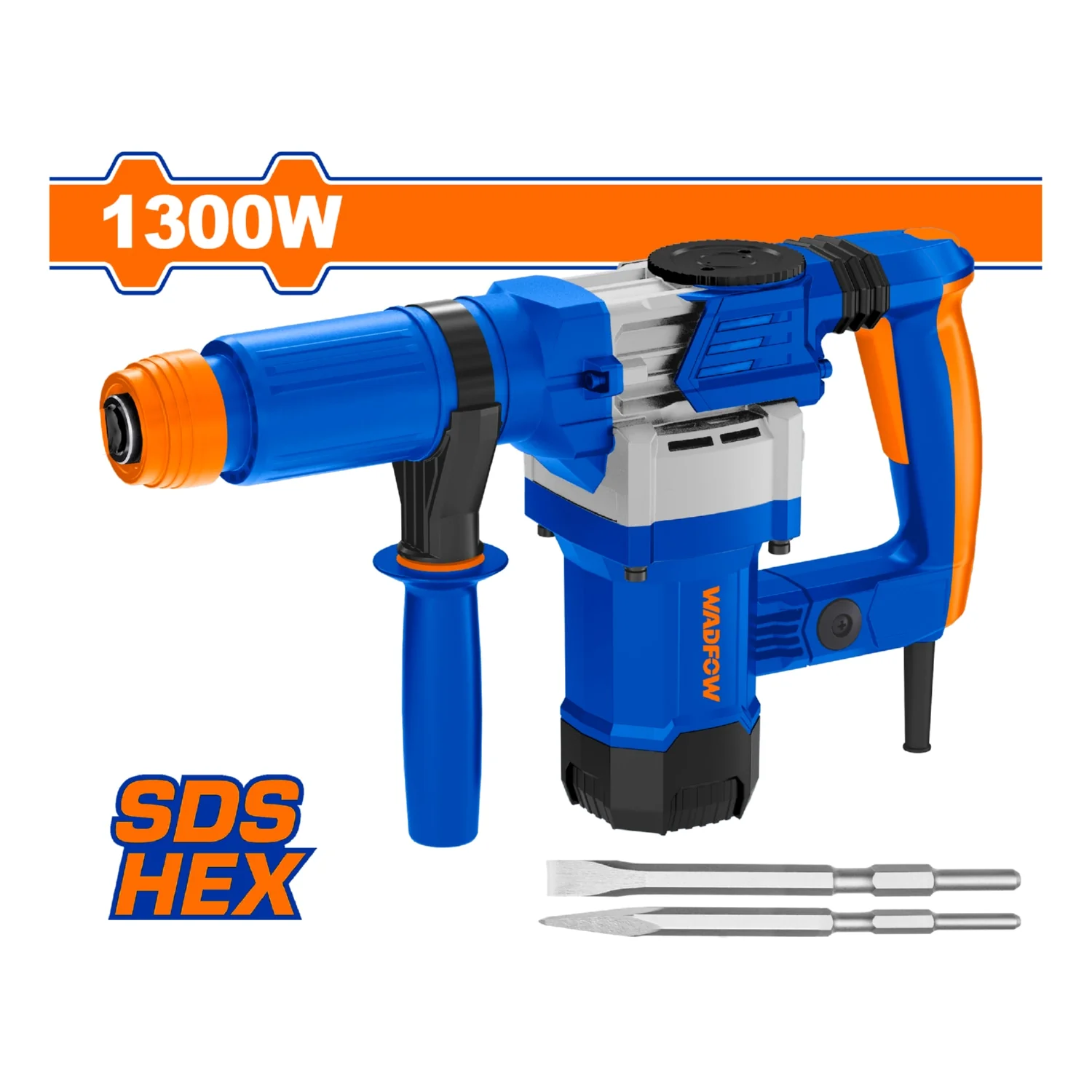 Demoledor SDS HEX 1300W, 110V-120V~60Hz, 3700Bmp, 15J. Antivibratorio. Incluye 2 Cinceles. R - Image 2