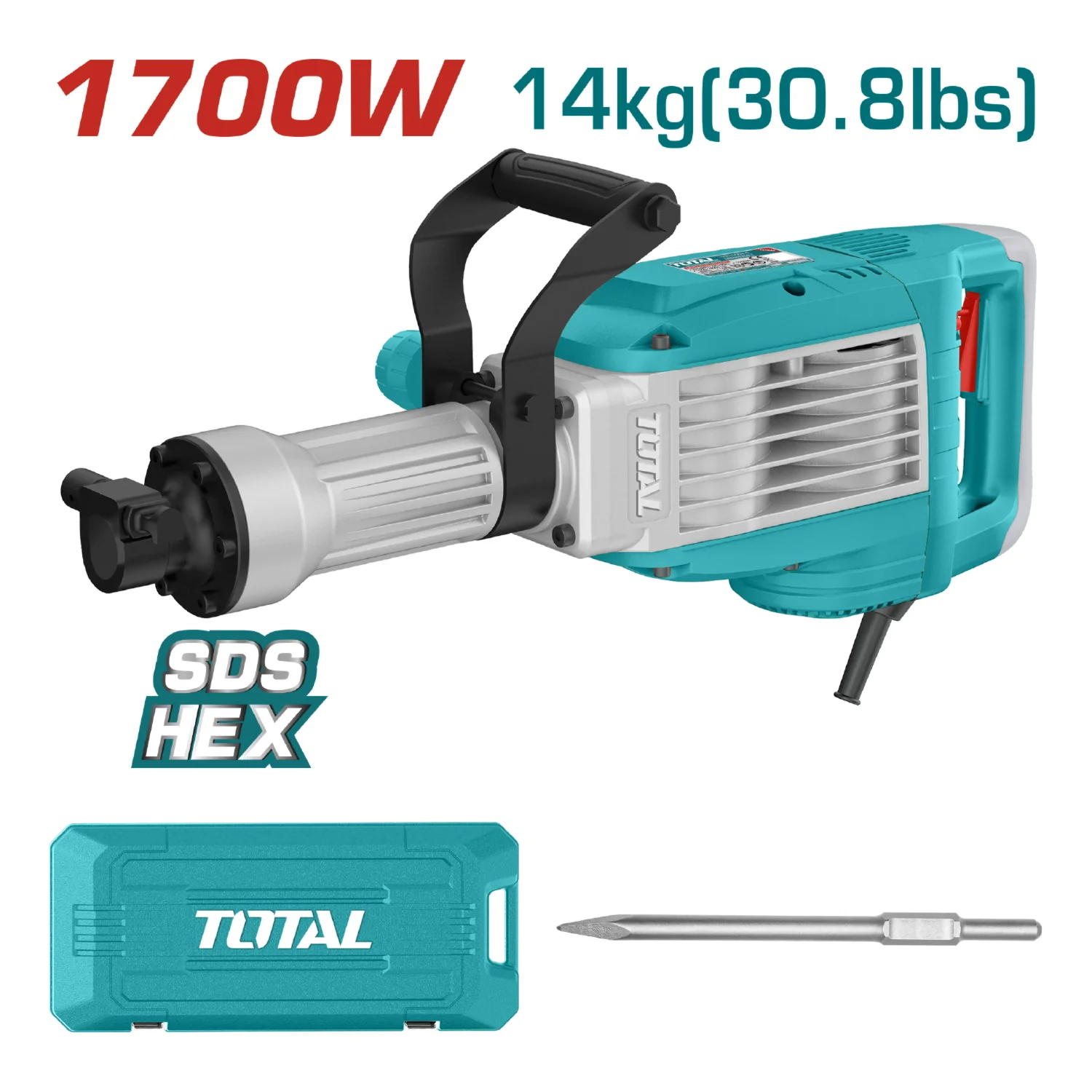 Demoledor SDS HEX 1700W 110V-120V~60Hz 1900Bmp 50J Incluye 1 Cincel. Demoledora Picadora - Image 2