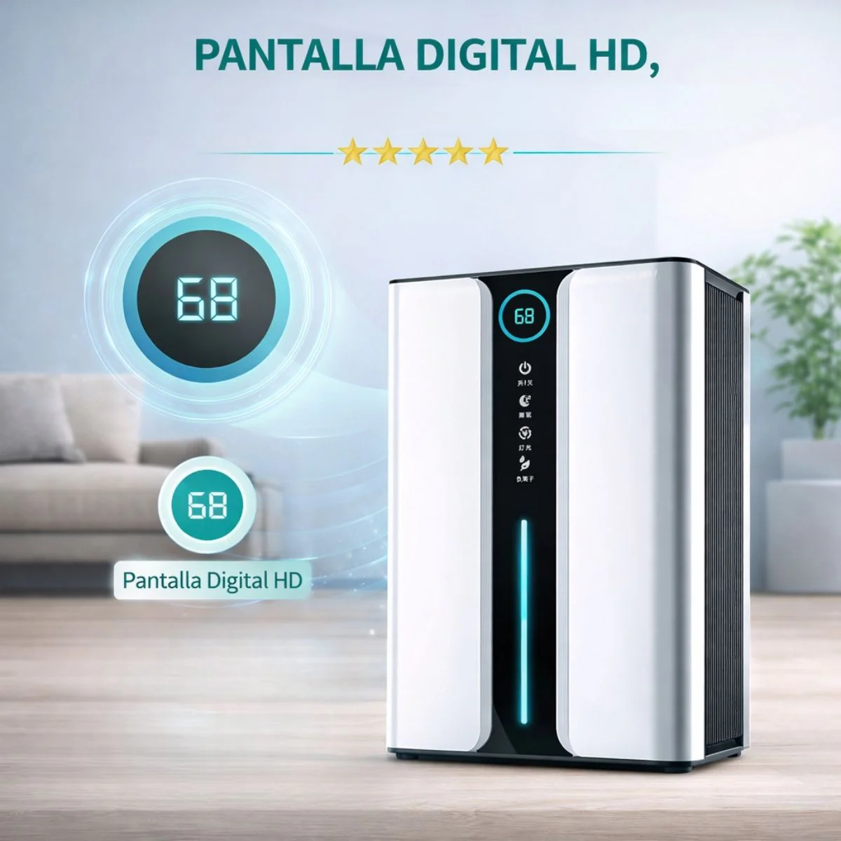 Deshumidificador Eléctrico Con Pantalla Digital Y Tanque De 3L Y 78W. Ideal Para Closets, Armarios, Cuartos Y Baños. Extractor De Humedad En Cobertura 30–60 M². - Image 3