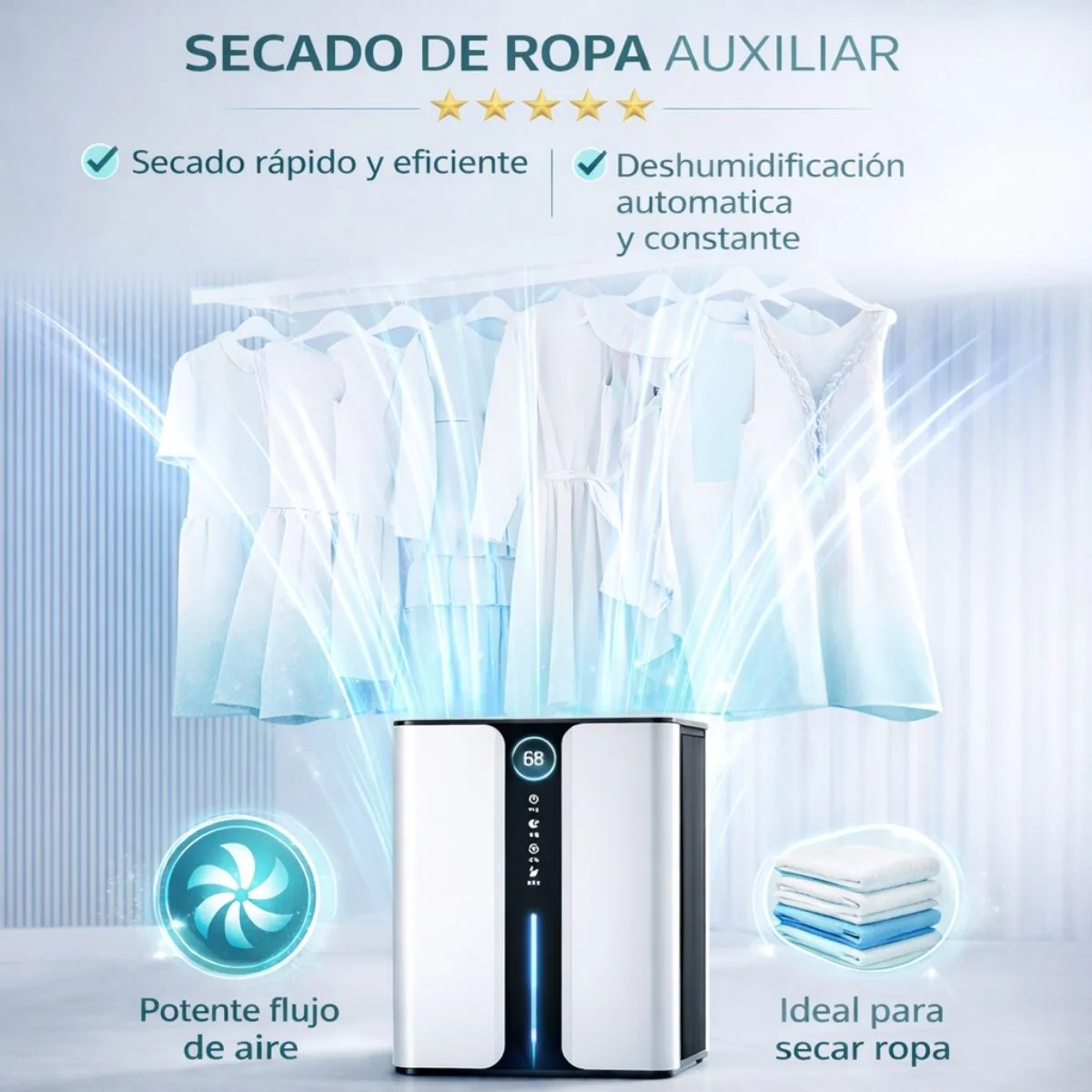 Deshumidificador Eléctrico Con Pantalla Digital Y Tanque De 3L Y 78W. Ideal Para Closets, Armarios, Cuartos Y Baños. Extractor De Humedad En Cobertura 30–60 M². - Image 4