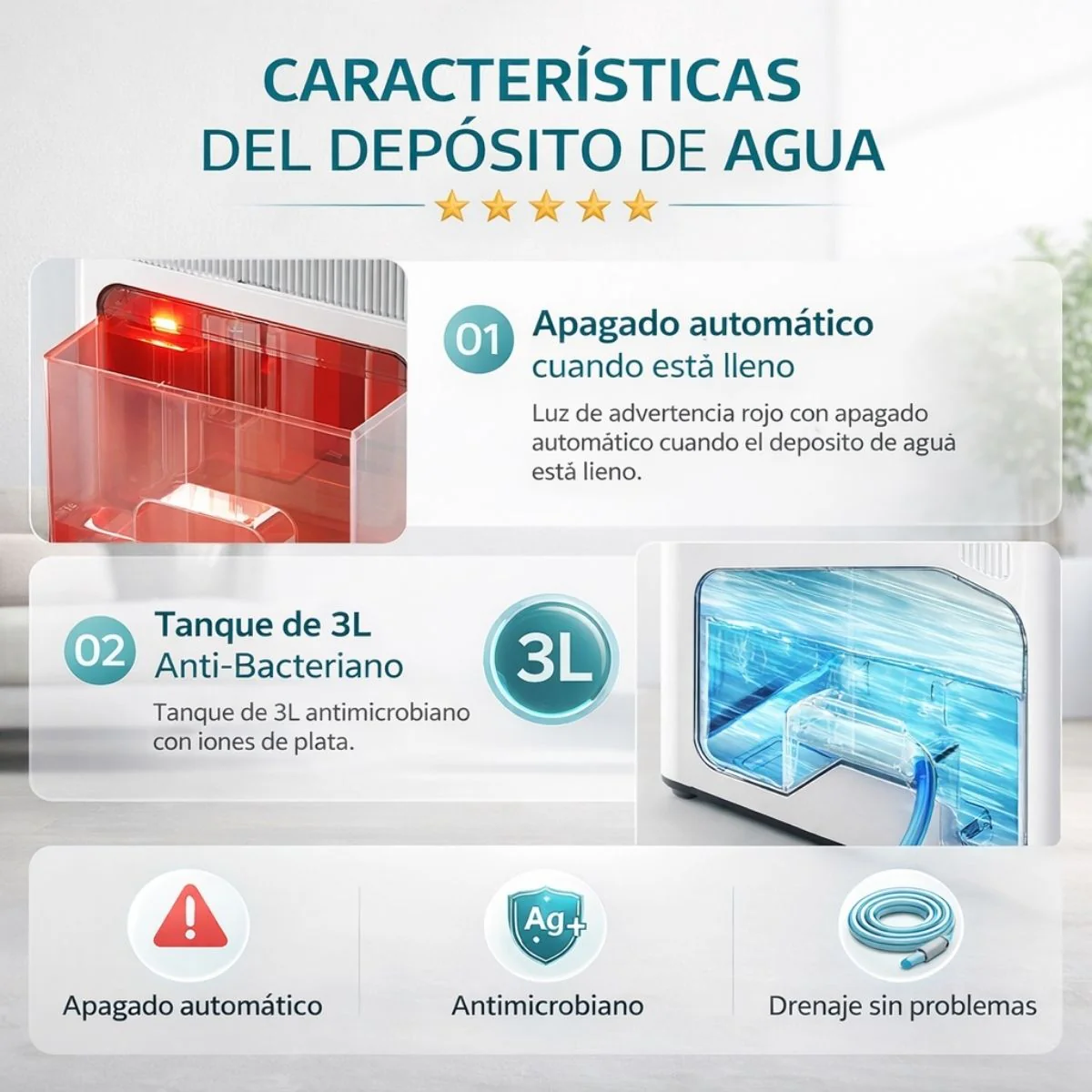 Deshumidificador Eléctrico Con Pantalla Digital Y Tanque De 3L Y 78W. Ideal Para Closets, Armarios, Cuartos Y Baños. Extractor De Humedad En Cobertura 30–60 M². - Image 5