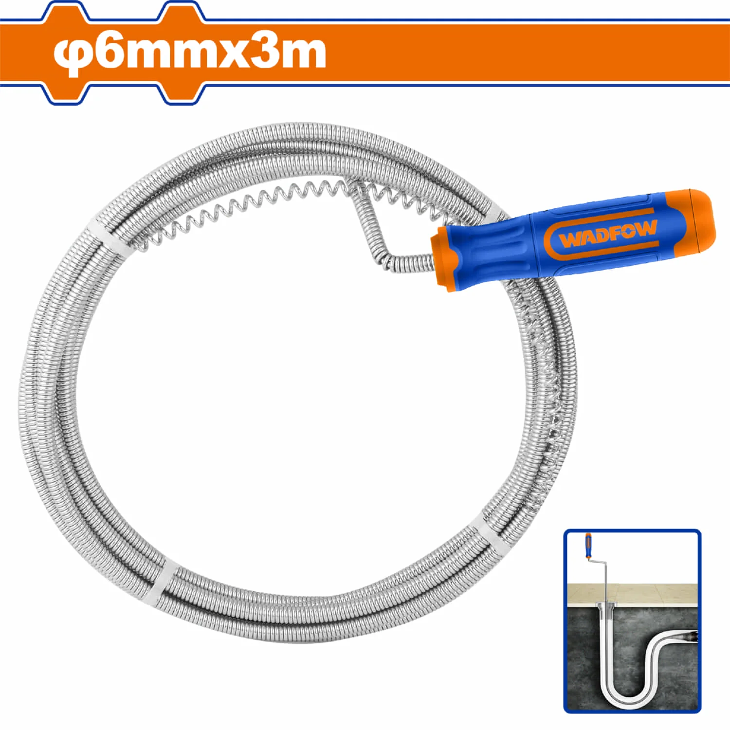 Destapador De Cañería Tubo Flexible 6Mmx3m. Acero Flexible. Para Eliminar Desechos En Cañería. Destapacaños
